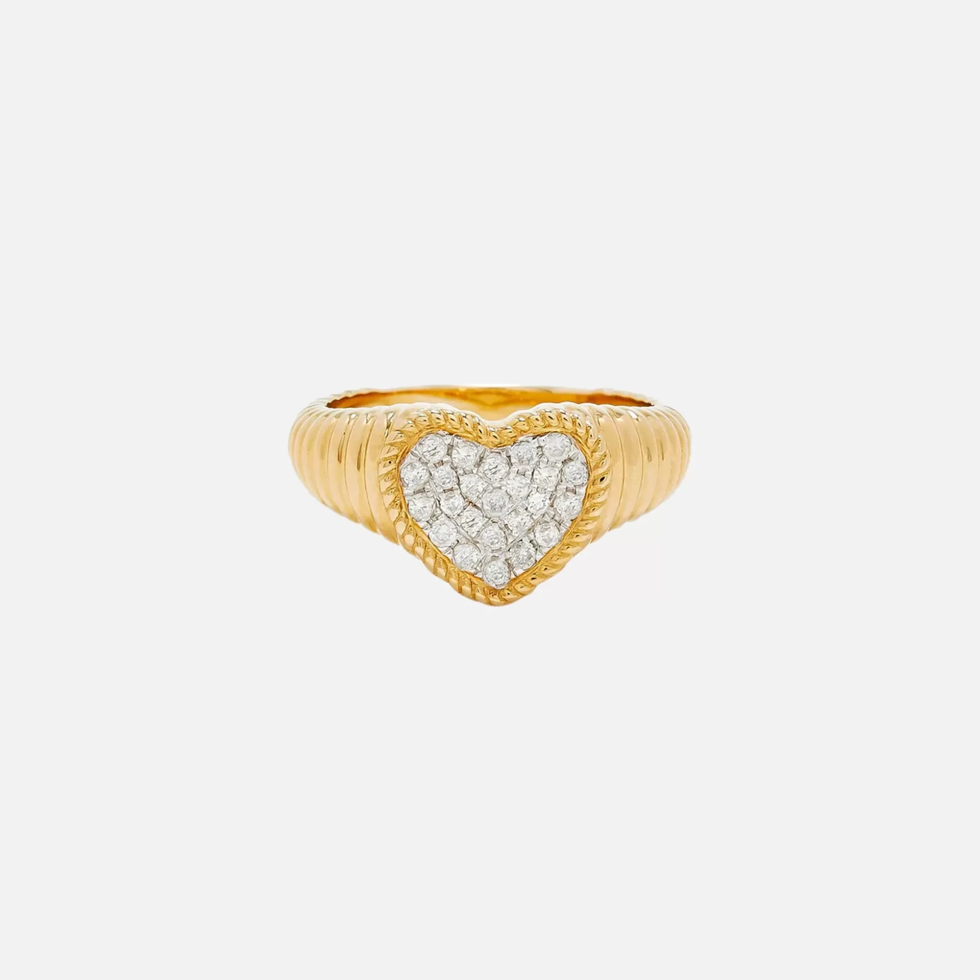 Discount Yvonne Leon baby chevaliere coeur berlingot diamants jaune Yellow Gold