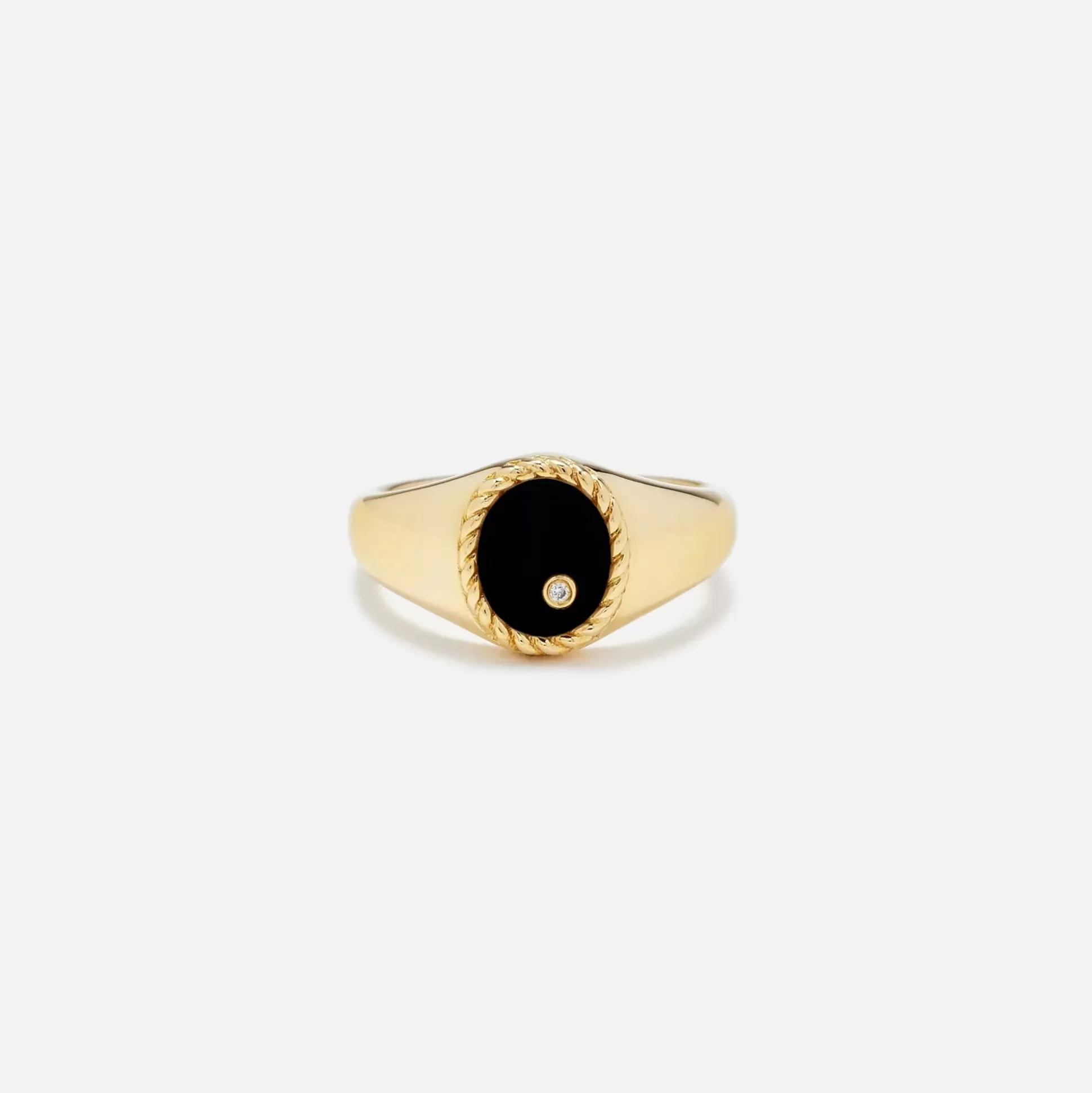 Best Yvonne Leon baby signet ring with diamond Black