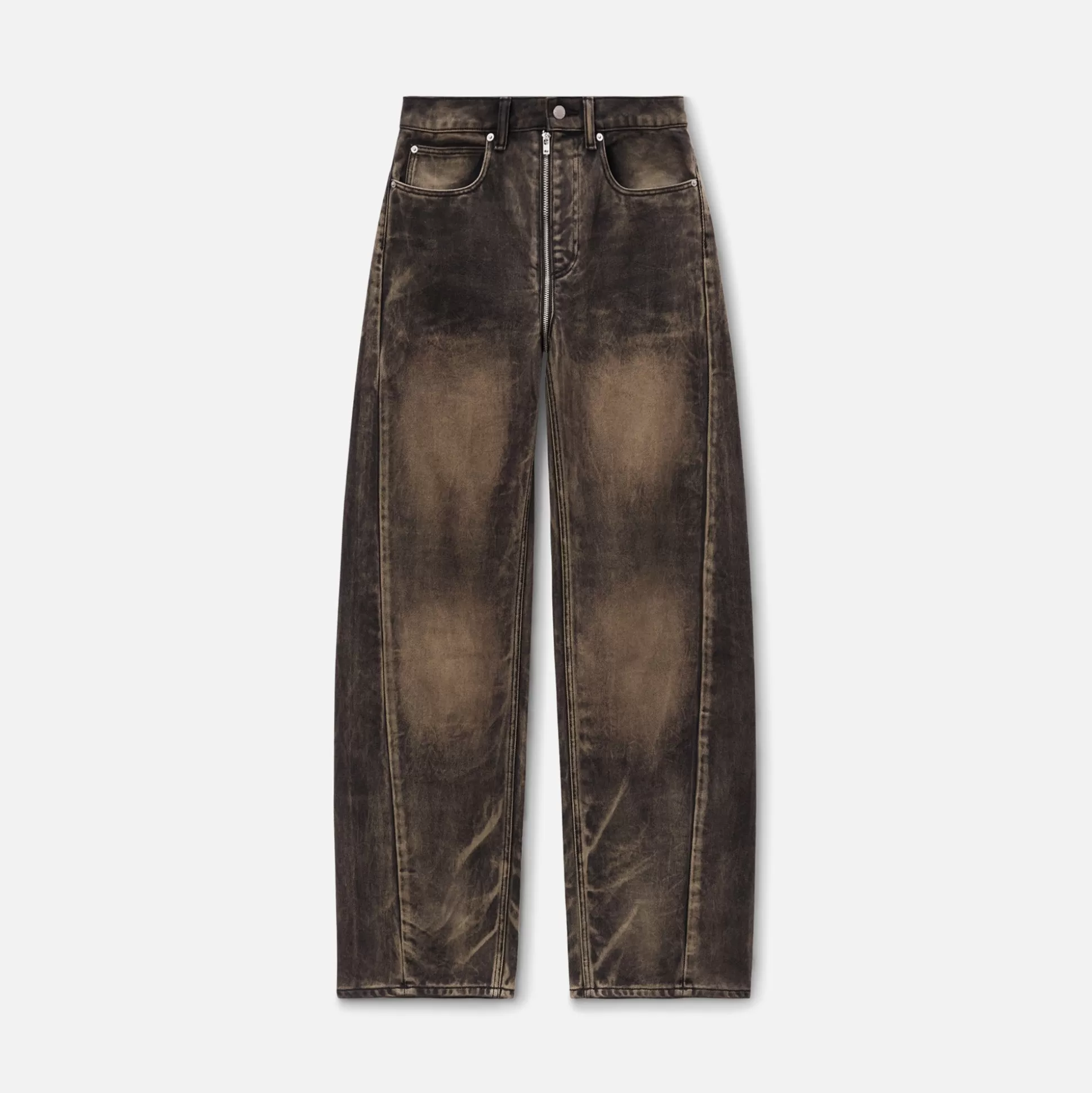 Shop T by Alexander Wang balloon jean moto front to back zip Washed Black