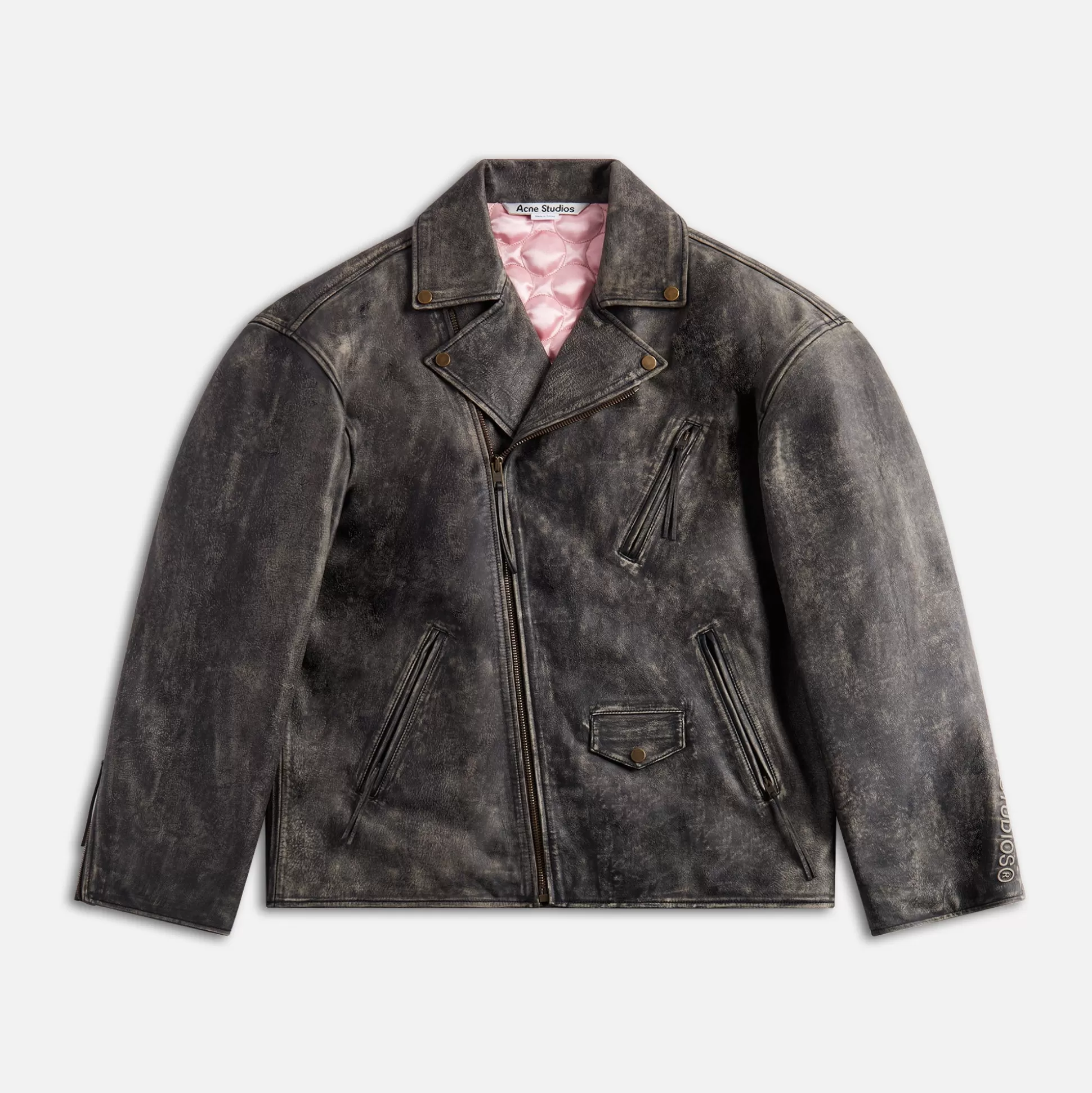 Cheap Acne Studios biker sanding leather jacket Black