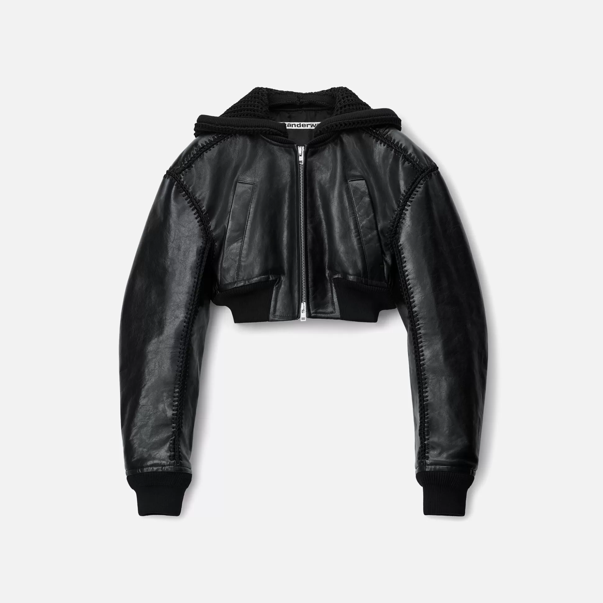 New Alexander Wang bomber jacket with crochet hood Black