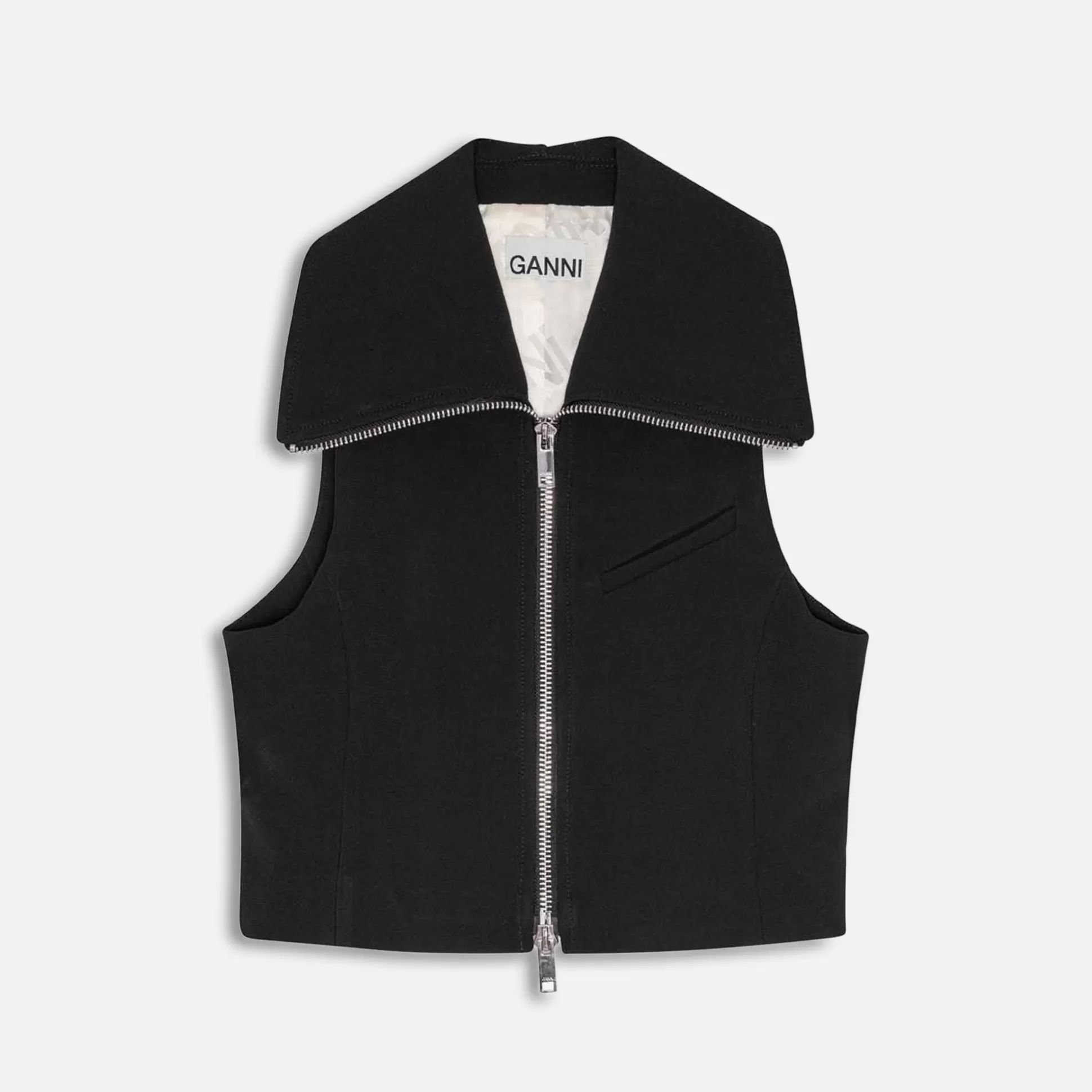 Flash Sale Ganni bonded crepe zip vest Black