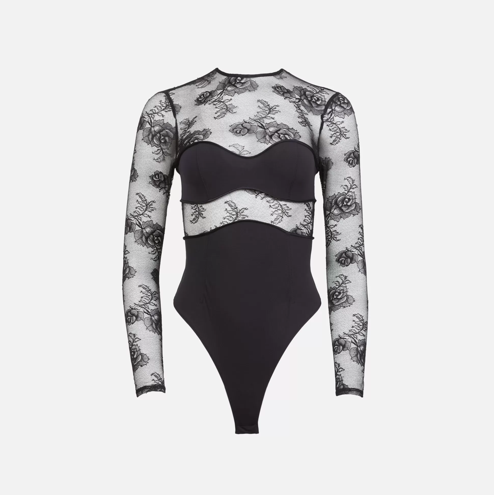 Sale Fleur du Mal bouquet lace and jersey bodysuit Black