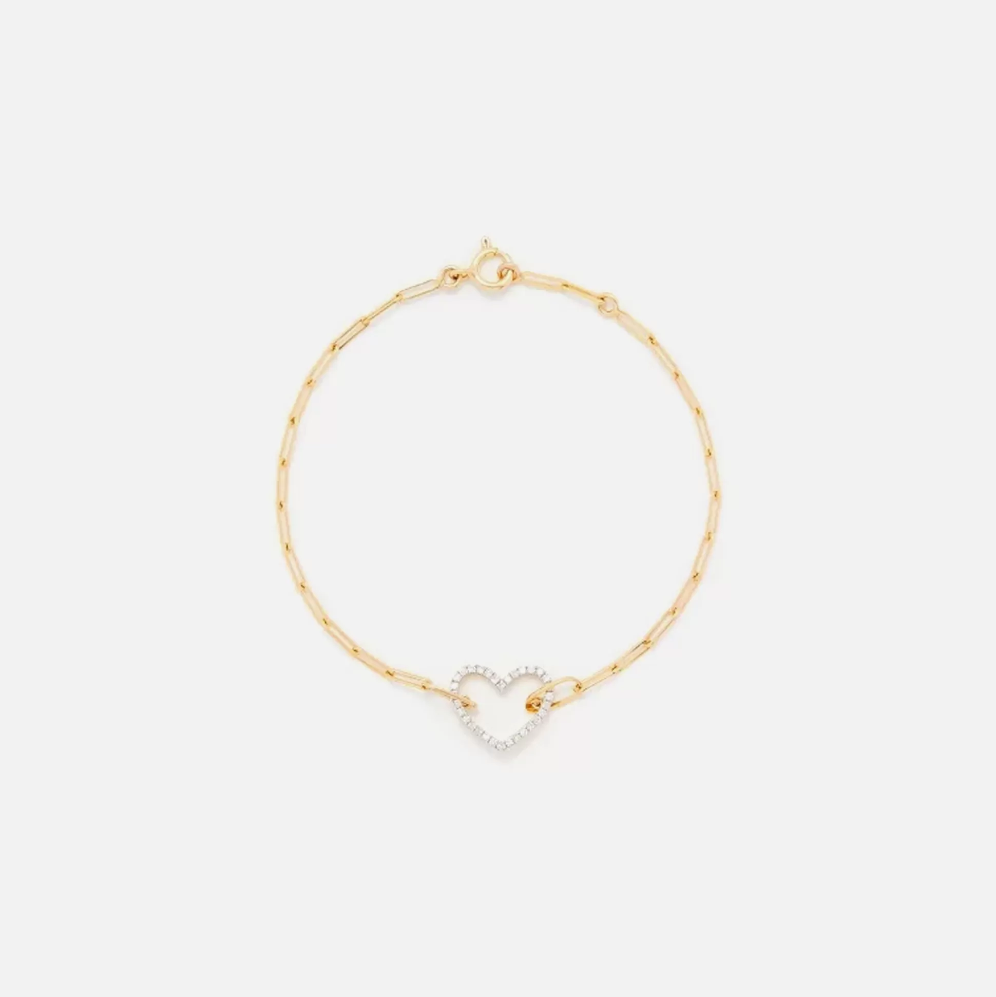 Clearance Yvonne Leon bracelet petit coeur diamants jaune Yellow Gold