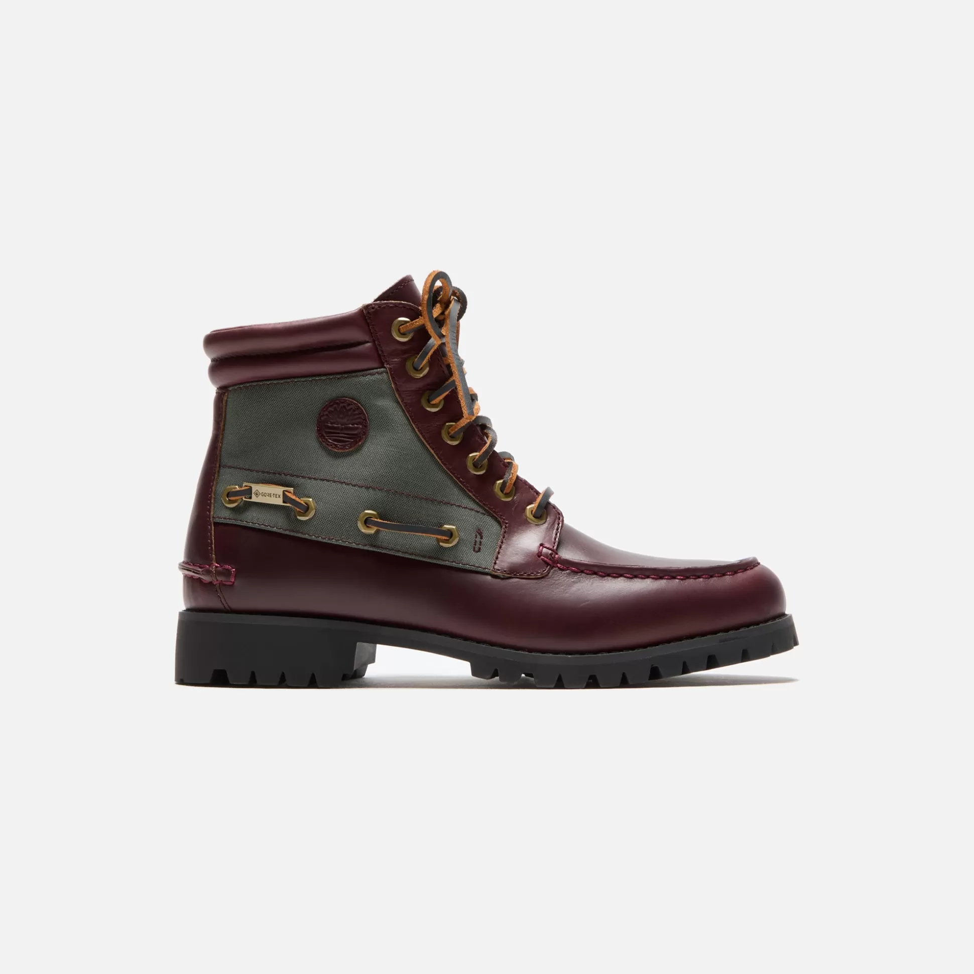 Cheap Timberland britton road 7-eye moc-toe lug boot Dark Red Full Grain