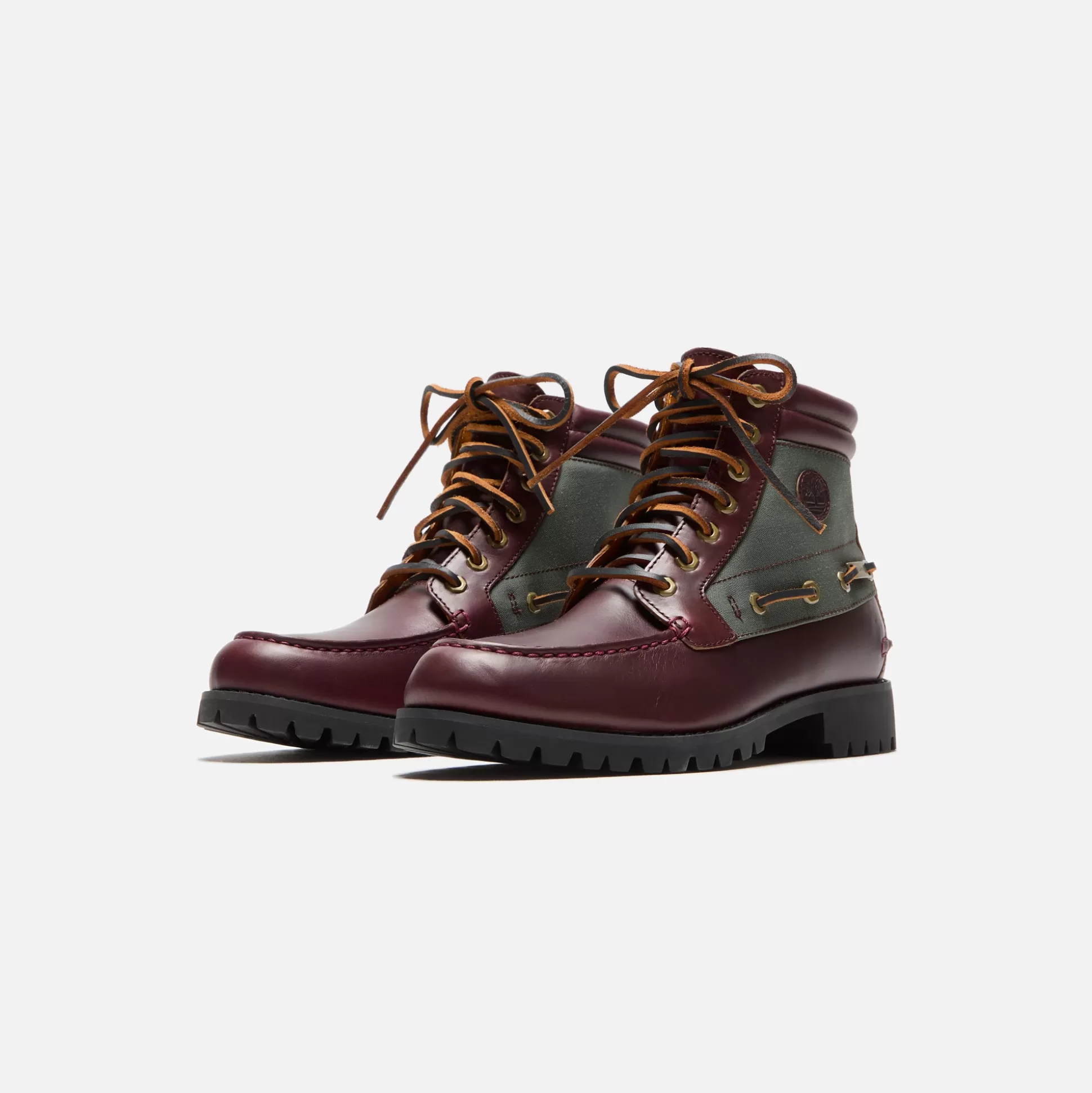 Cheap Timberland britton road 7-eye moc-toe lug boot Dark Red Full Grain