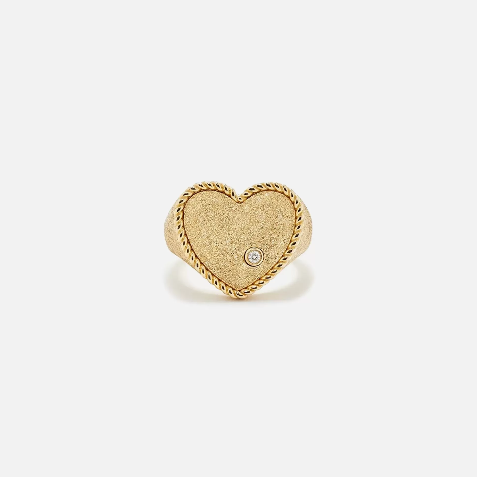 Store Yvonne Leon chevaliere coeur pailletee or jaune Yellow Gold