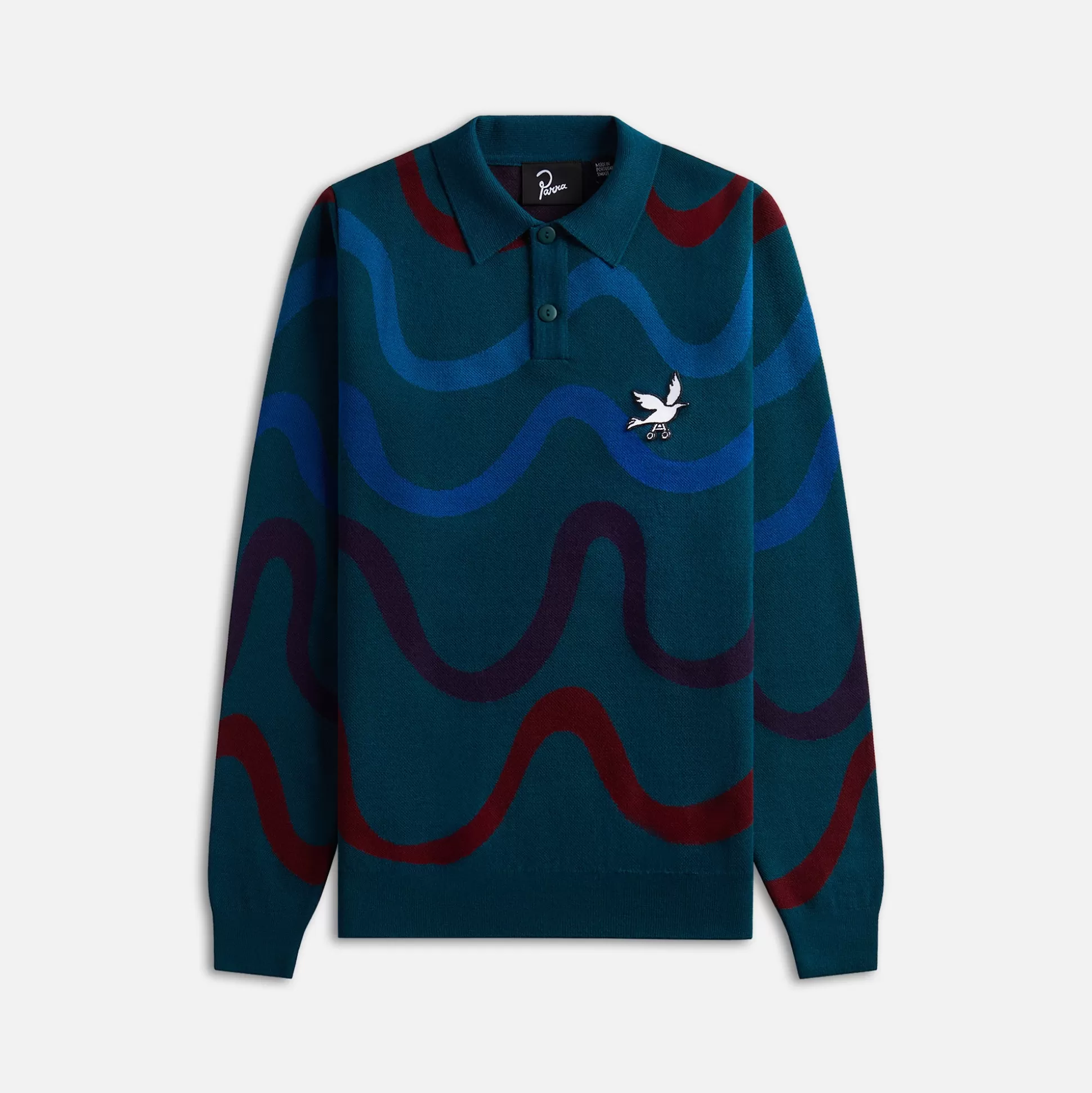 Outlet by Parra colored soundwave knitted polo pullover Green