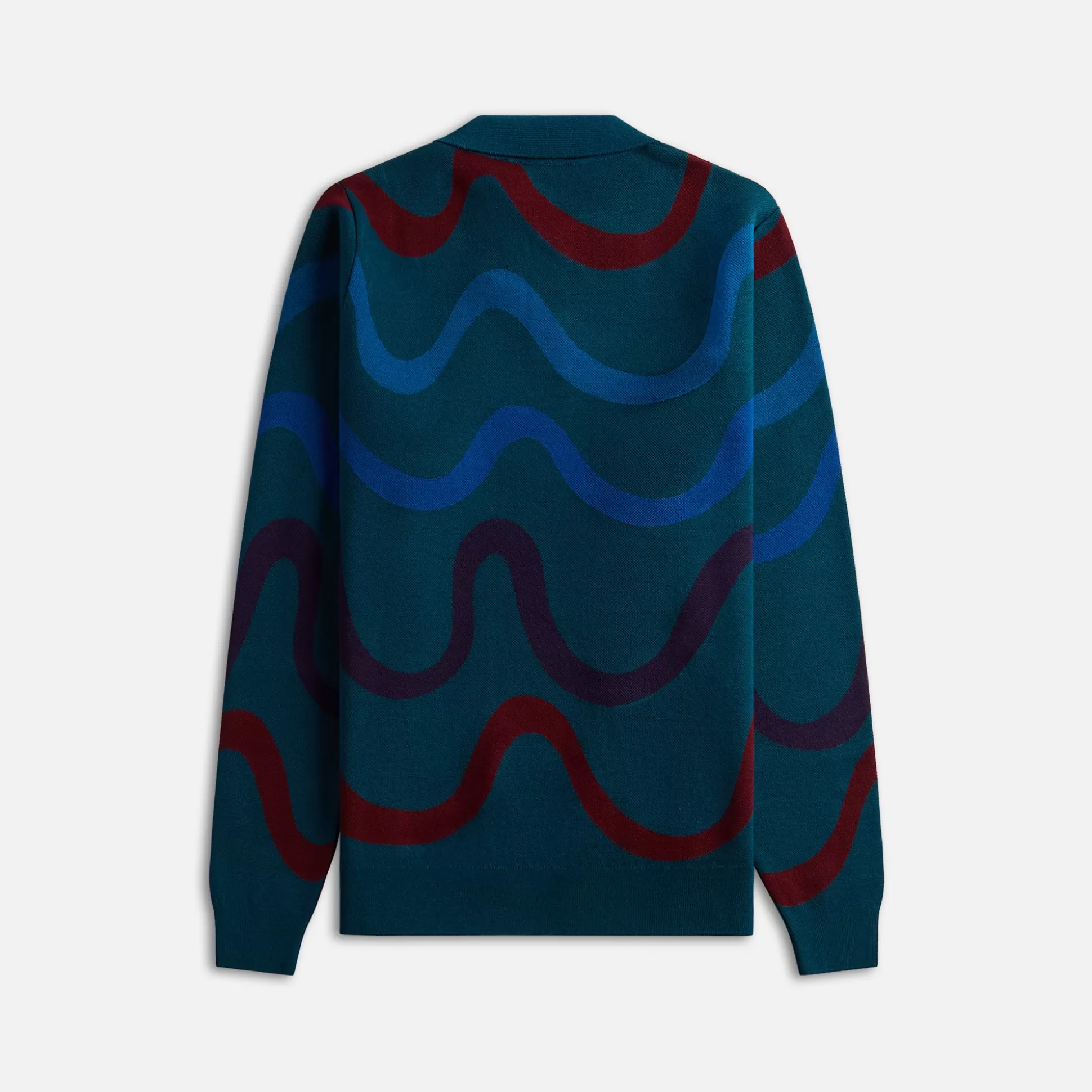 Outlet by Parra colored soundwave knitted polo pullover Green