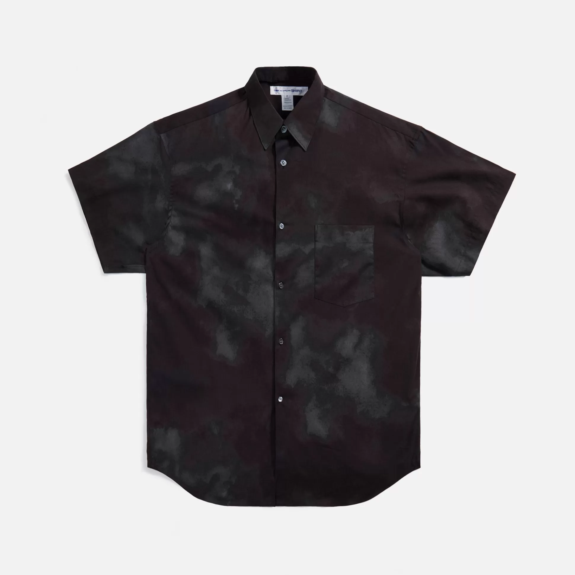 Shop CDG Shirt comme des gar‡ons shirt cotton poplin shirt w/ tye dye print Black