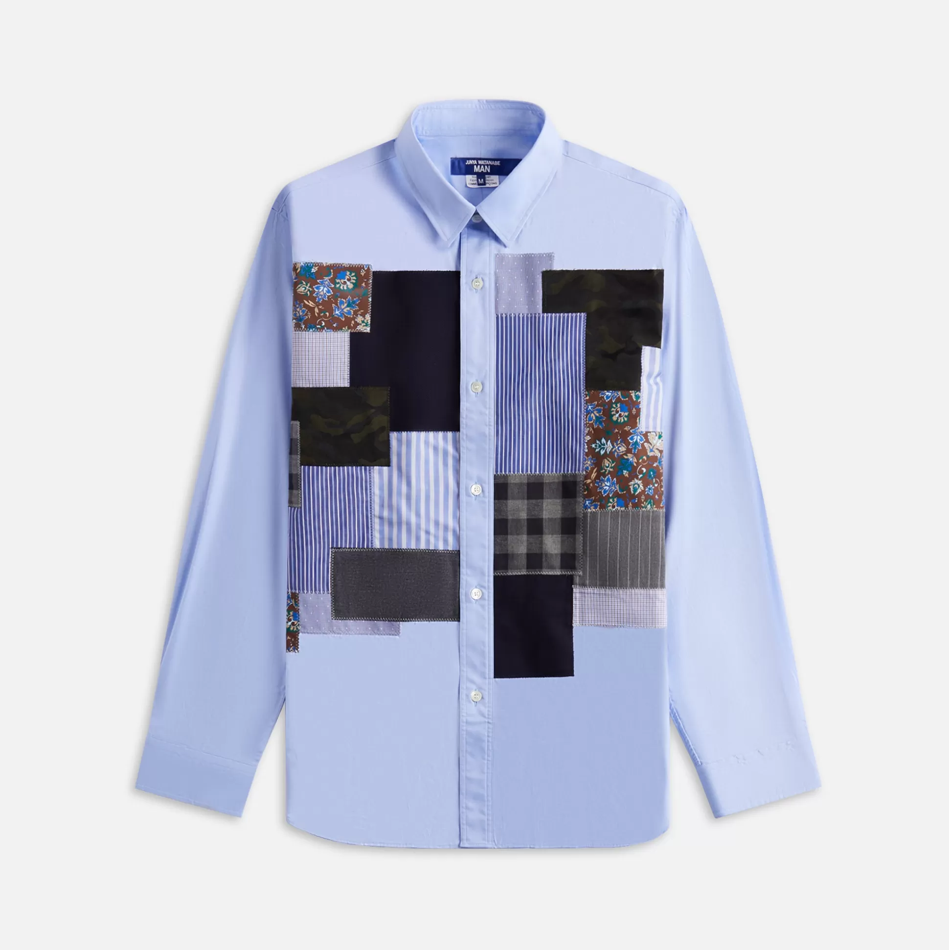 Online Junya Watanabe Man cotton oxford patchwork mix sax mix