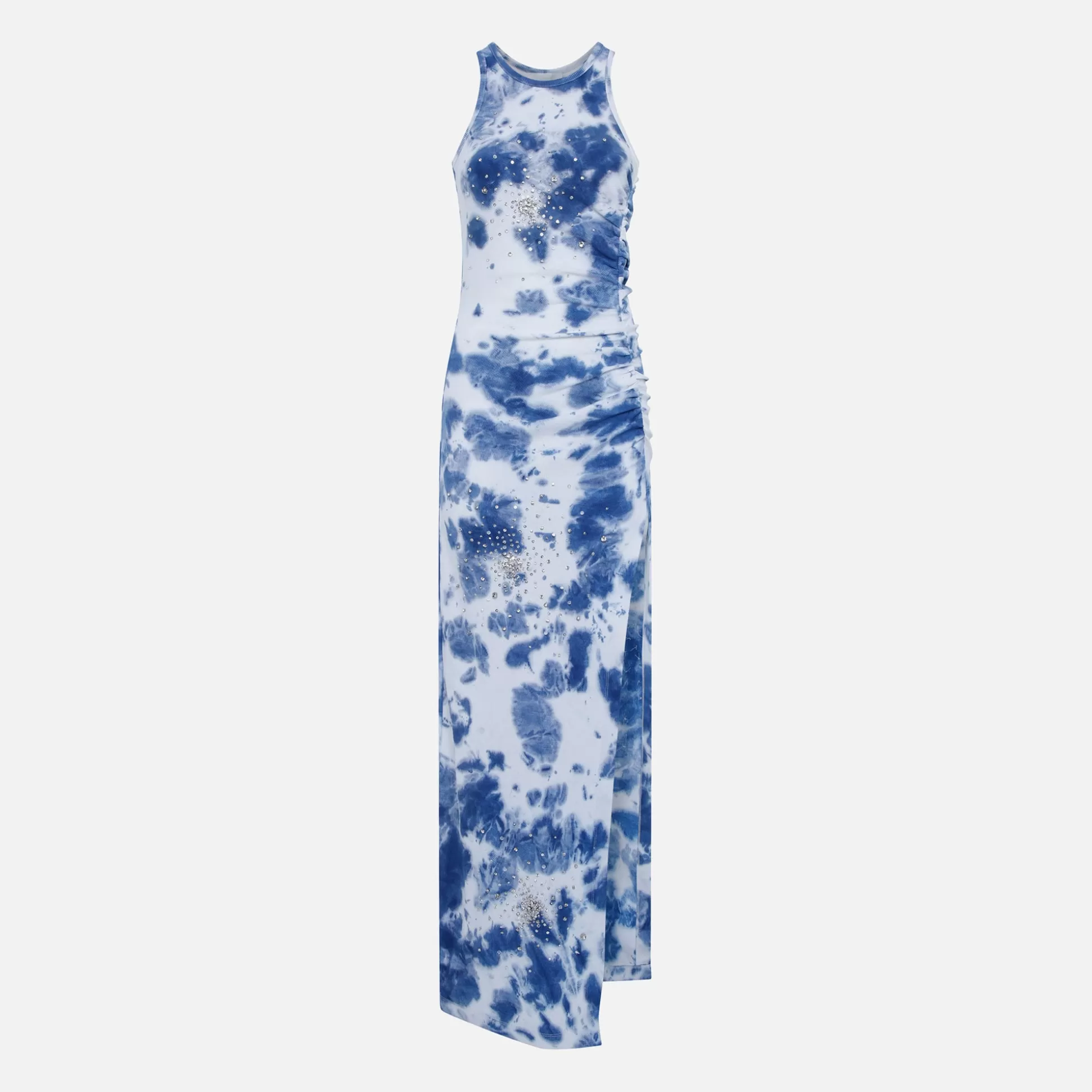 Discount Des Phemmes cotton rib tie dye embroidered dress Dark Blue