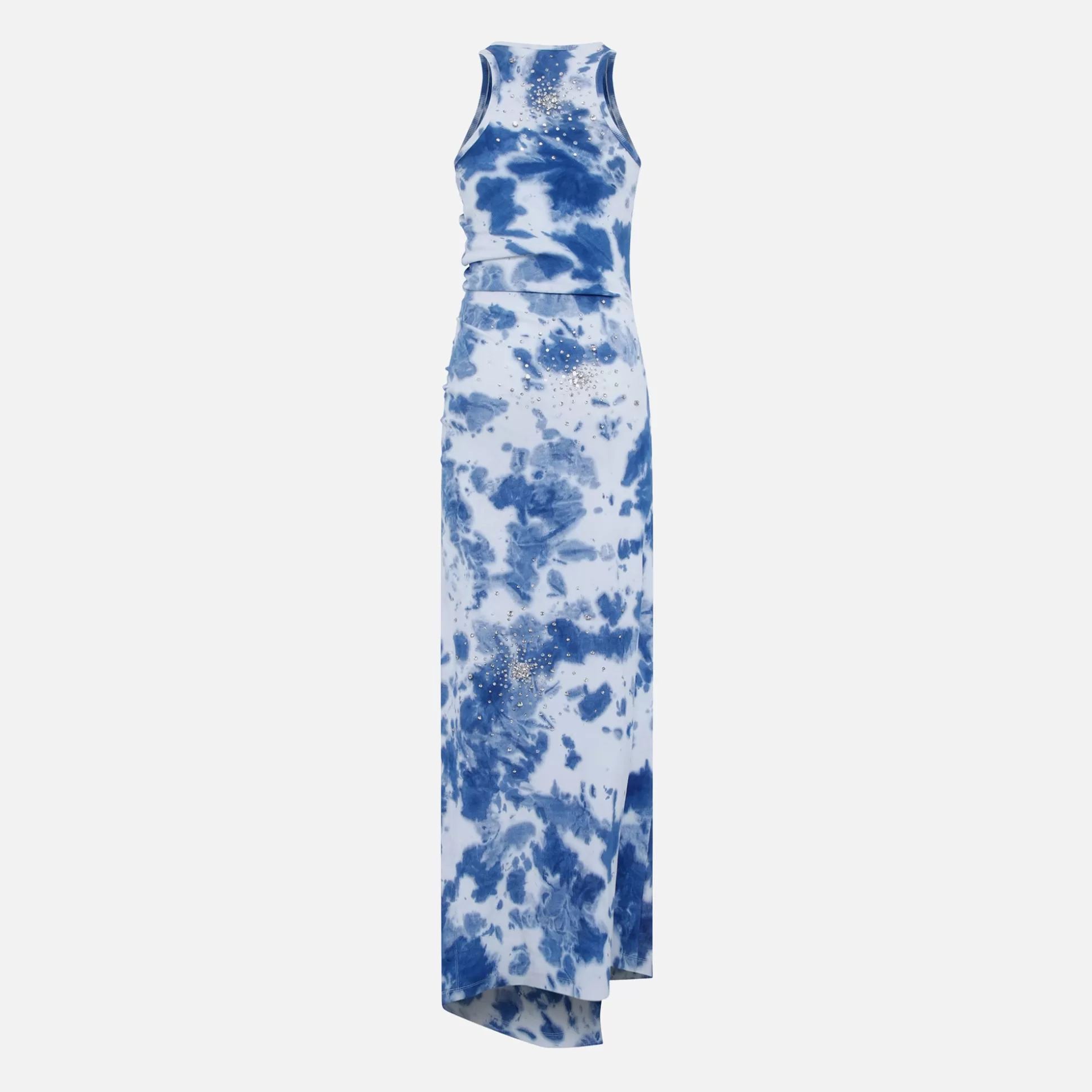 Discount Des Phemmes cotton rib tie dye embroidered dress Dark Blue