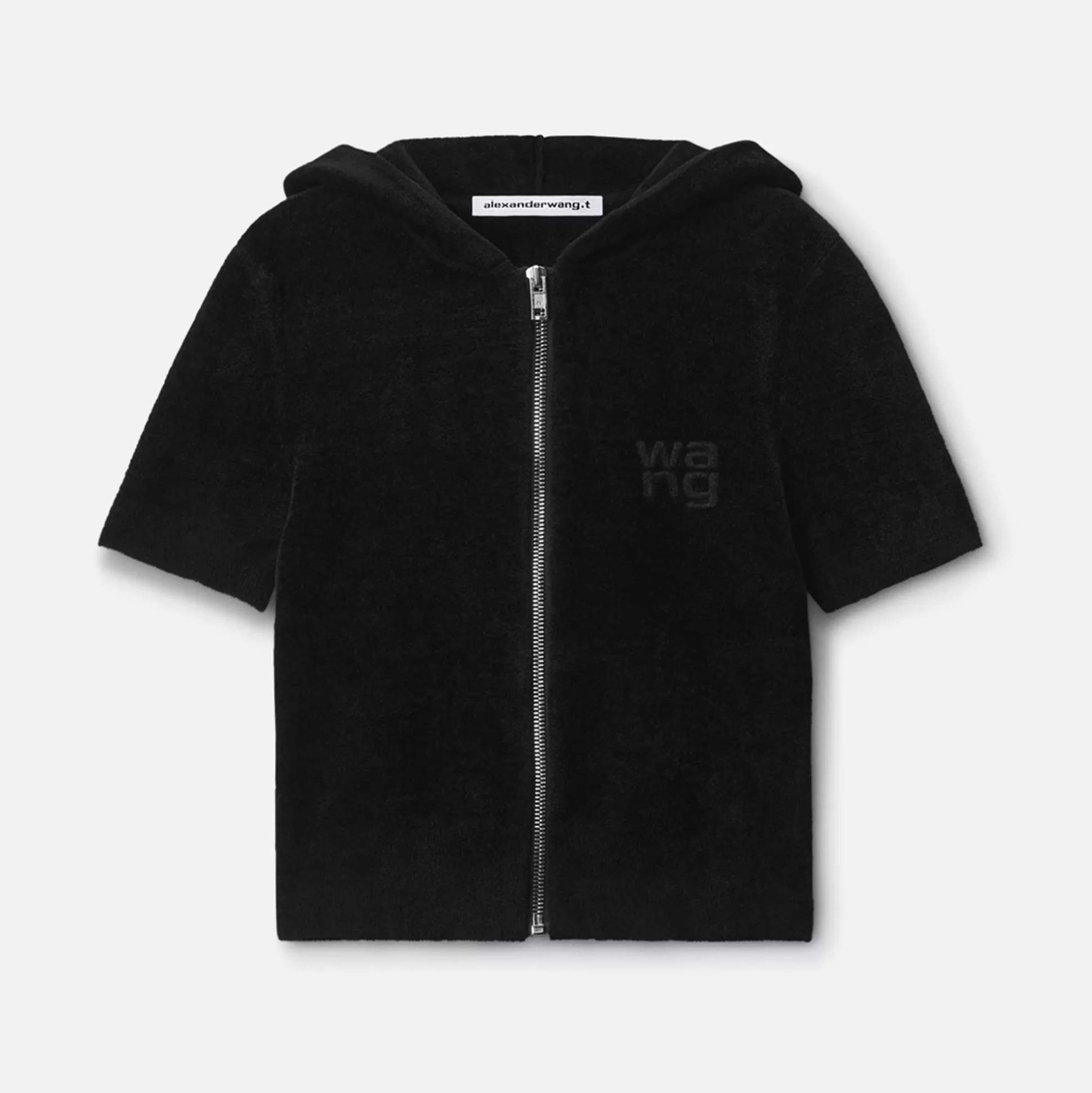 Online T by Alexander Wang cropped zip hoodie with logo Black