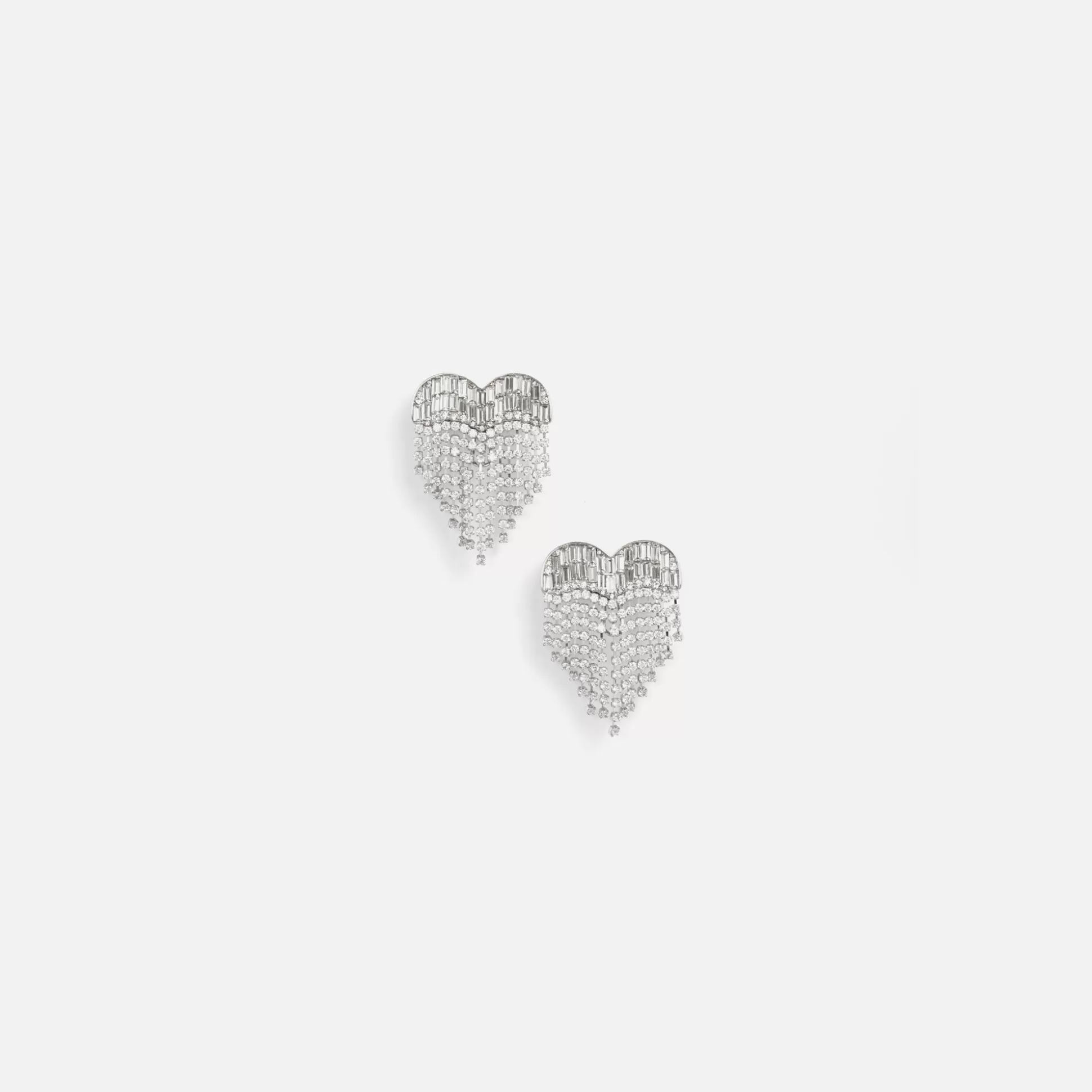 Best Sale Self-Portrait crystal heart earrings Silver