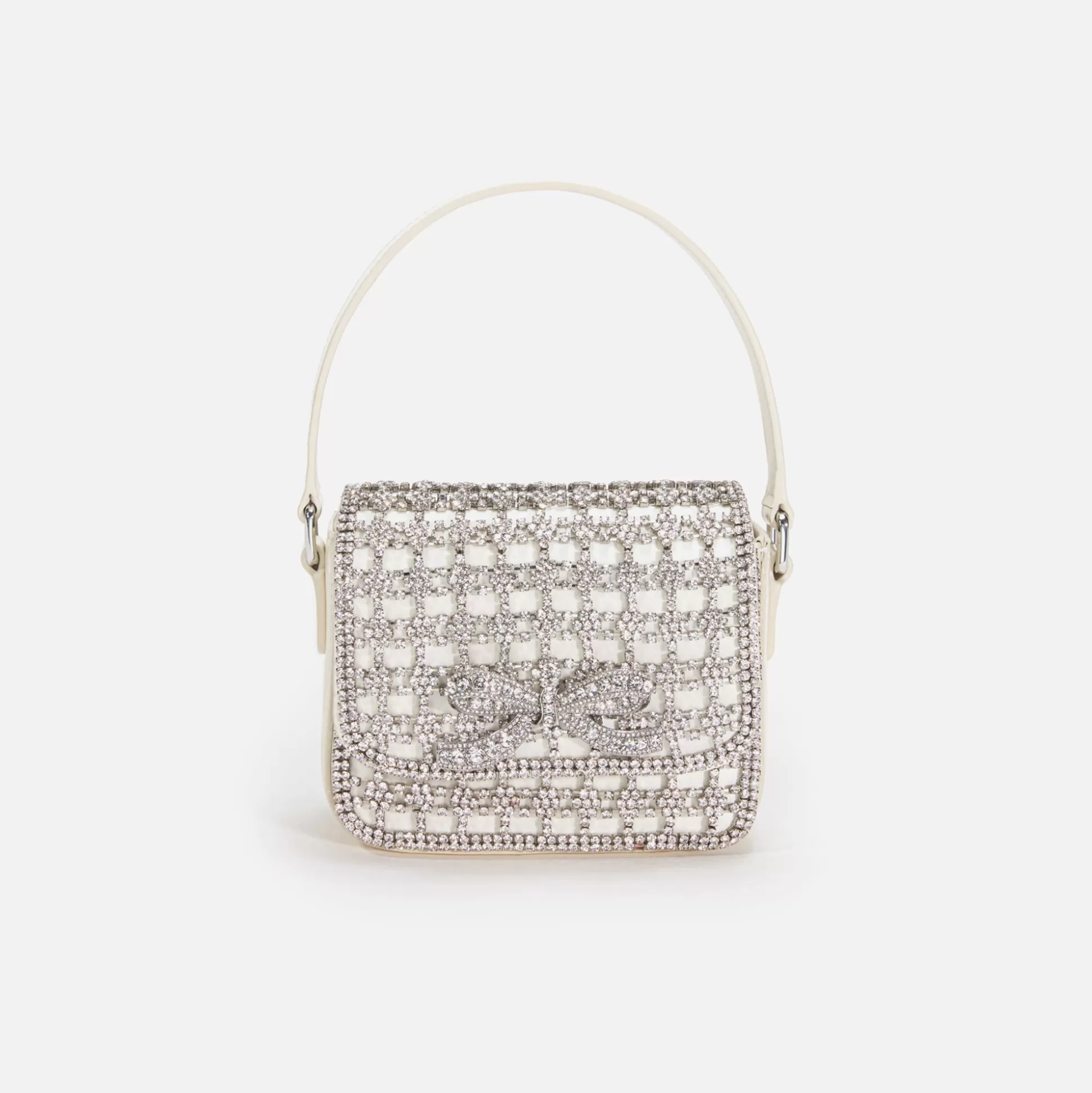 New Self-Portrait crystal micro bag Champagne