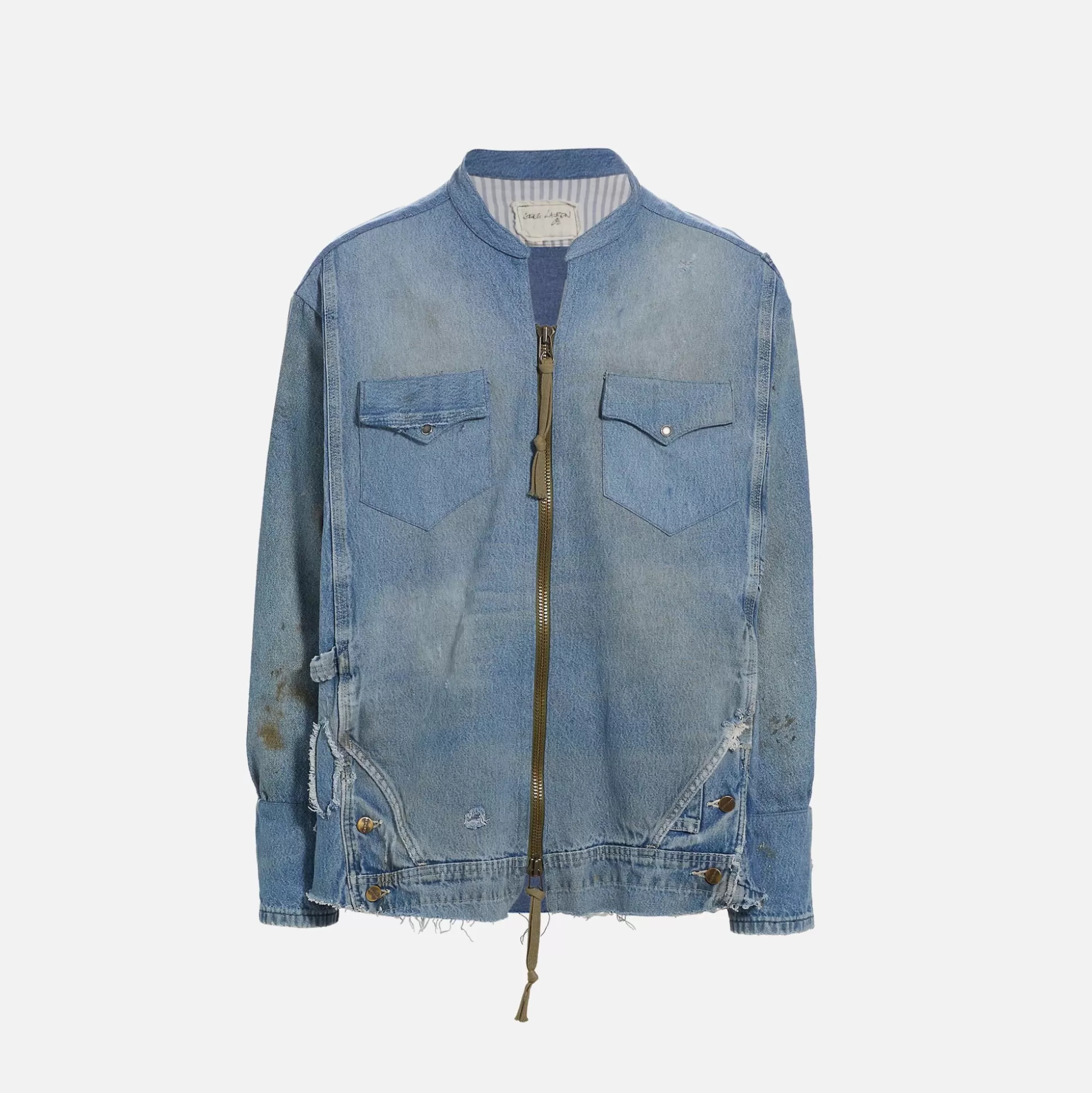 Cheap Greg Lauren denim western zip studio Denim Blue