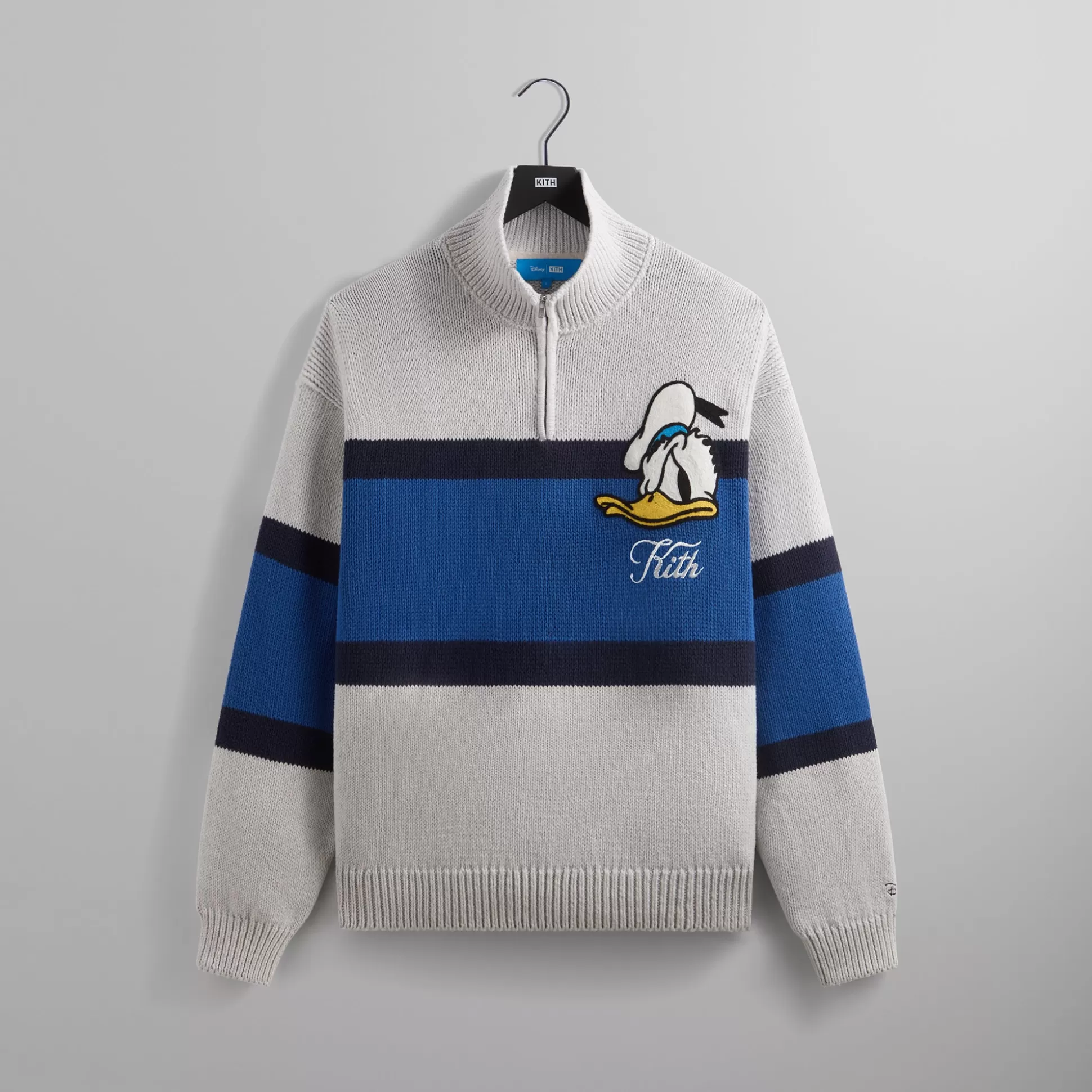 Hot Kith Disney | for Donald Duck Quarter Zip Wyona Sweater Light Heather Grey