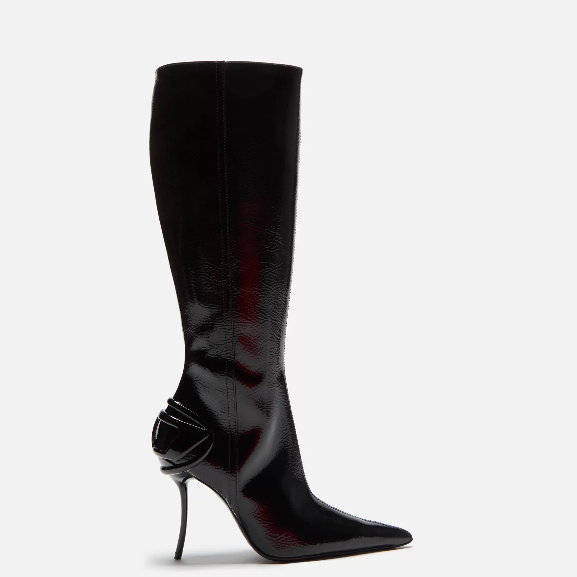 Online Diesel d-ten & half-glossy knee-high boots Naplak Black