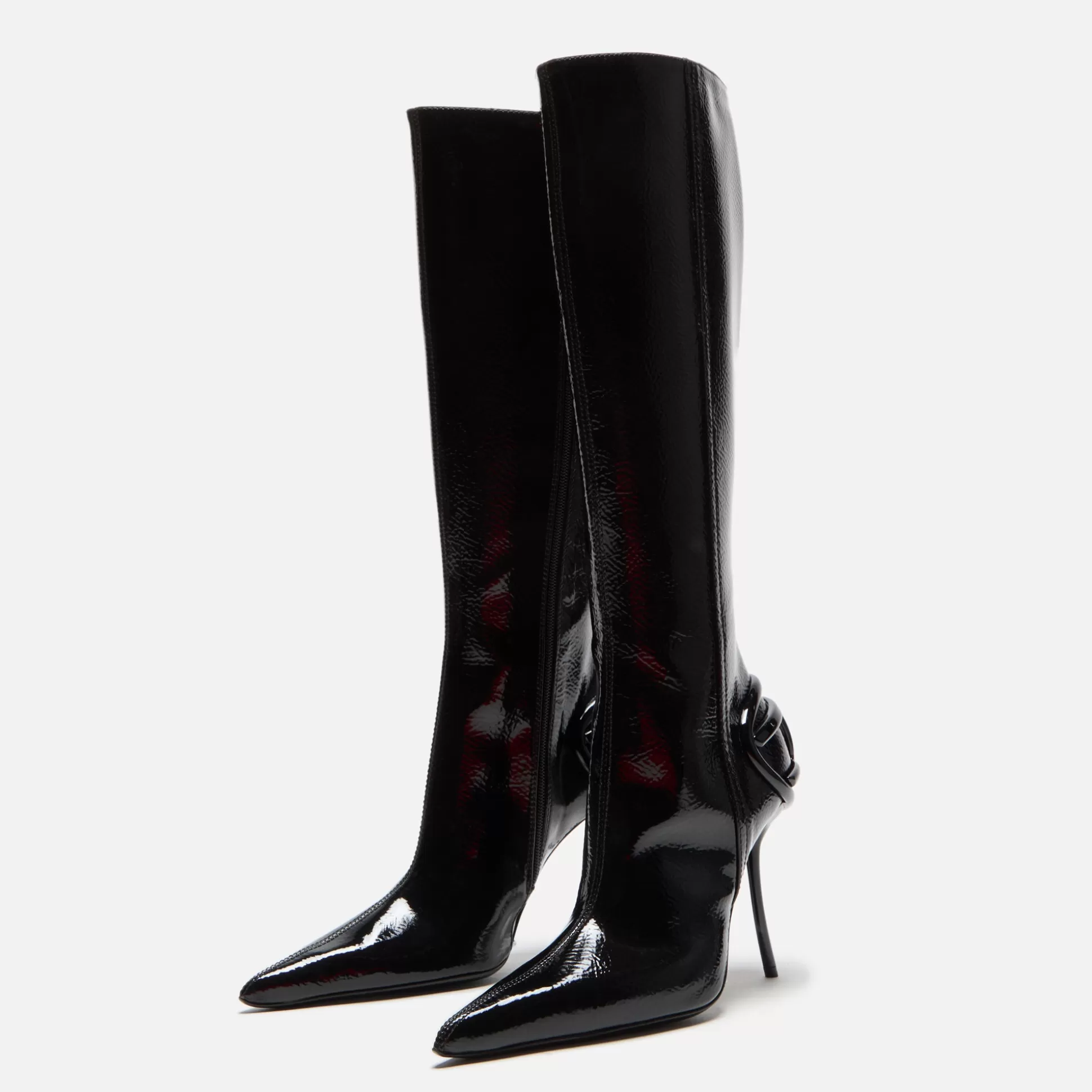 Online Diesel d-ten & half-glossy knee-high boots Naplak Black