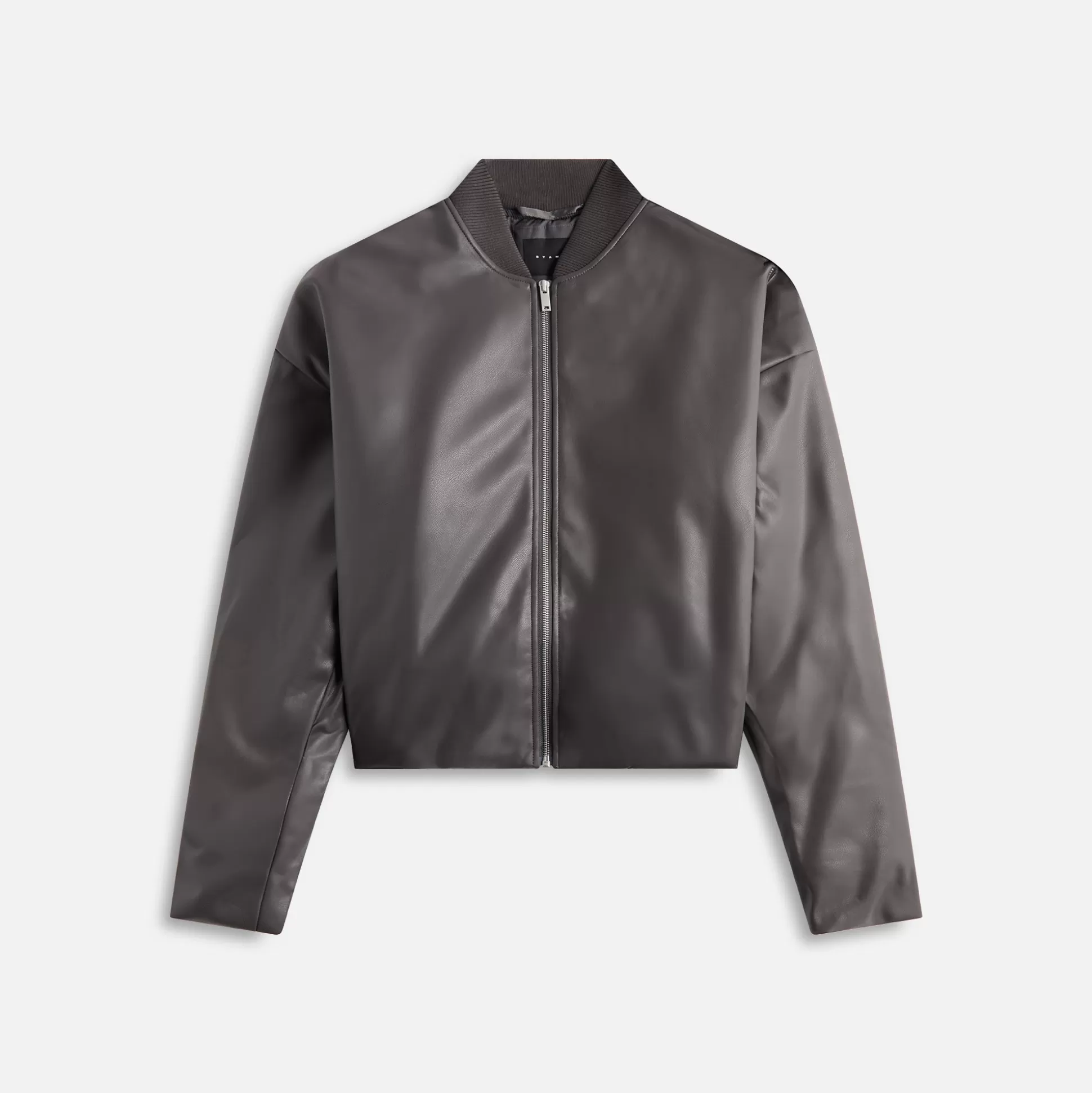 Outlet Stampd faux leather oversized cropped bomber Black