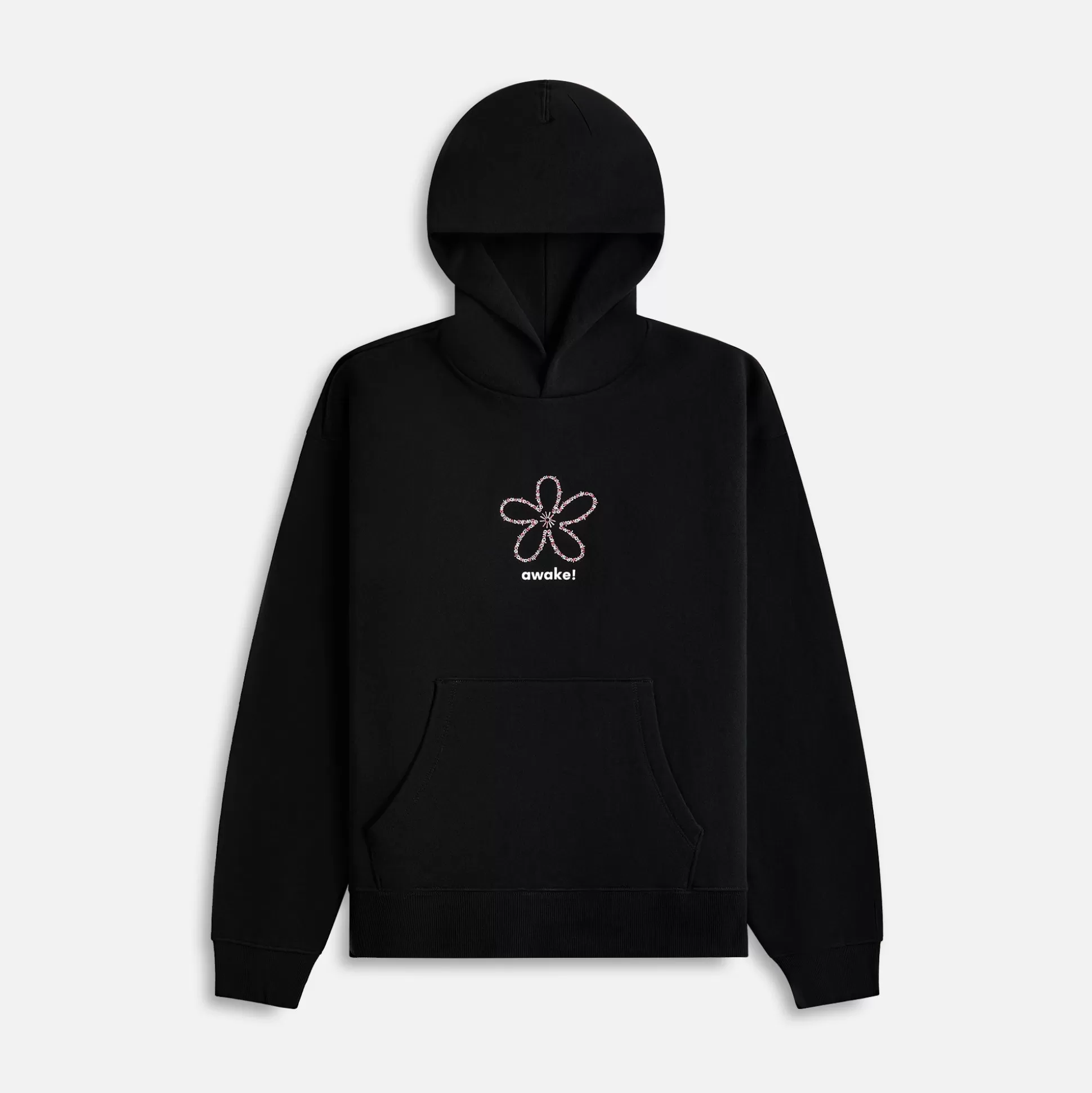 Best Awake NY flower stamp zip hoodie Black