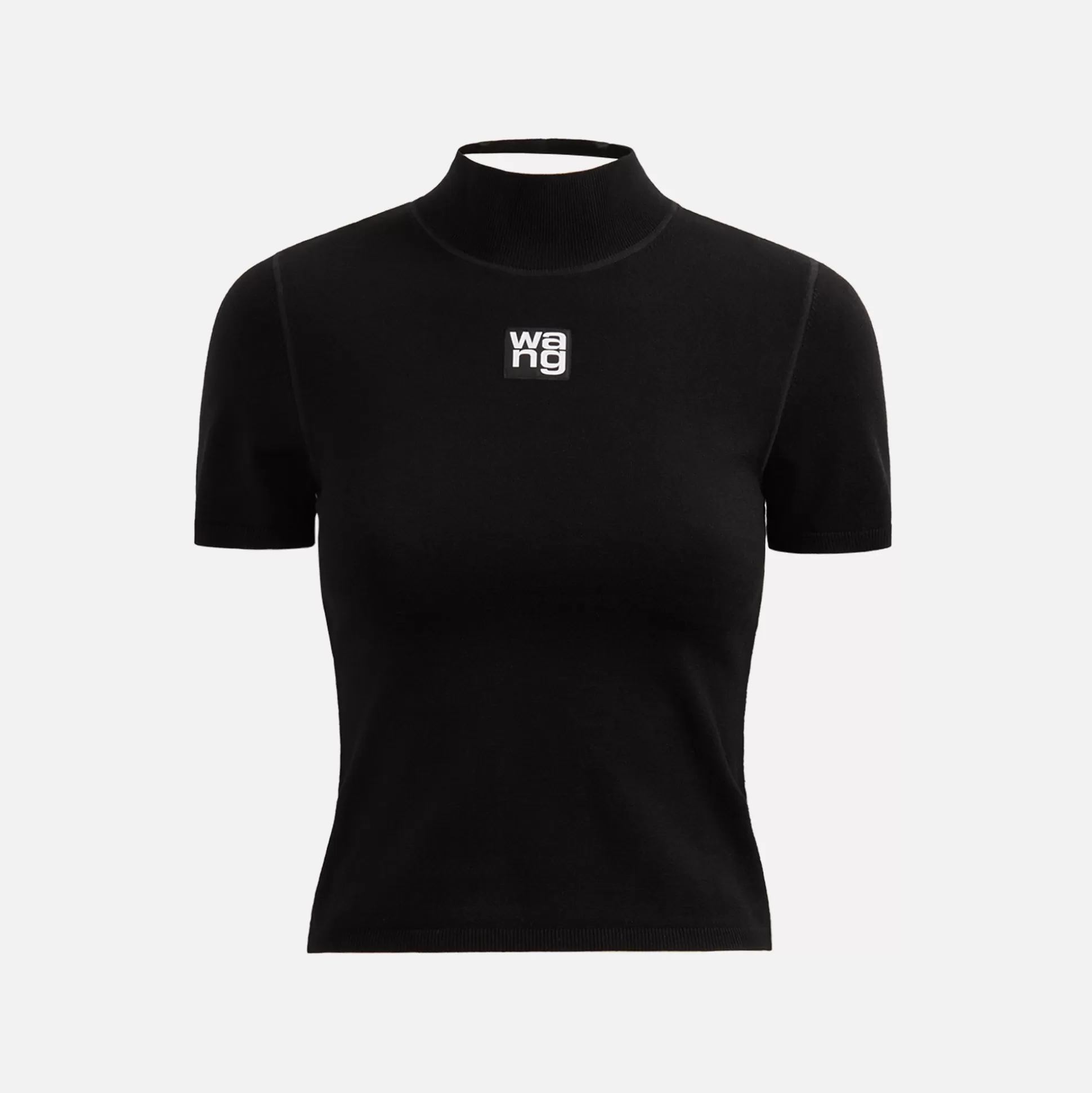 Discount T by Alexander Wang foundation bodycon mock neck top with logo patch Black