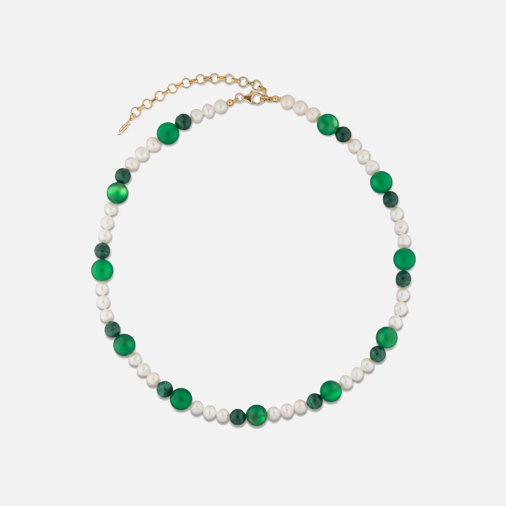 Fashion VEERT freshwater pearl onyx malachite necklace