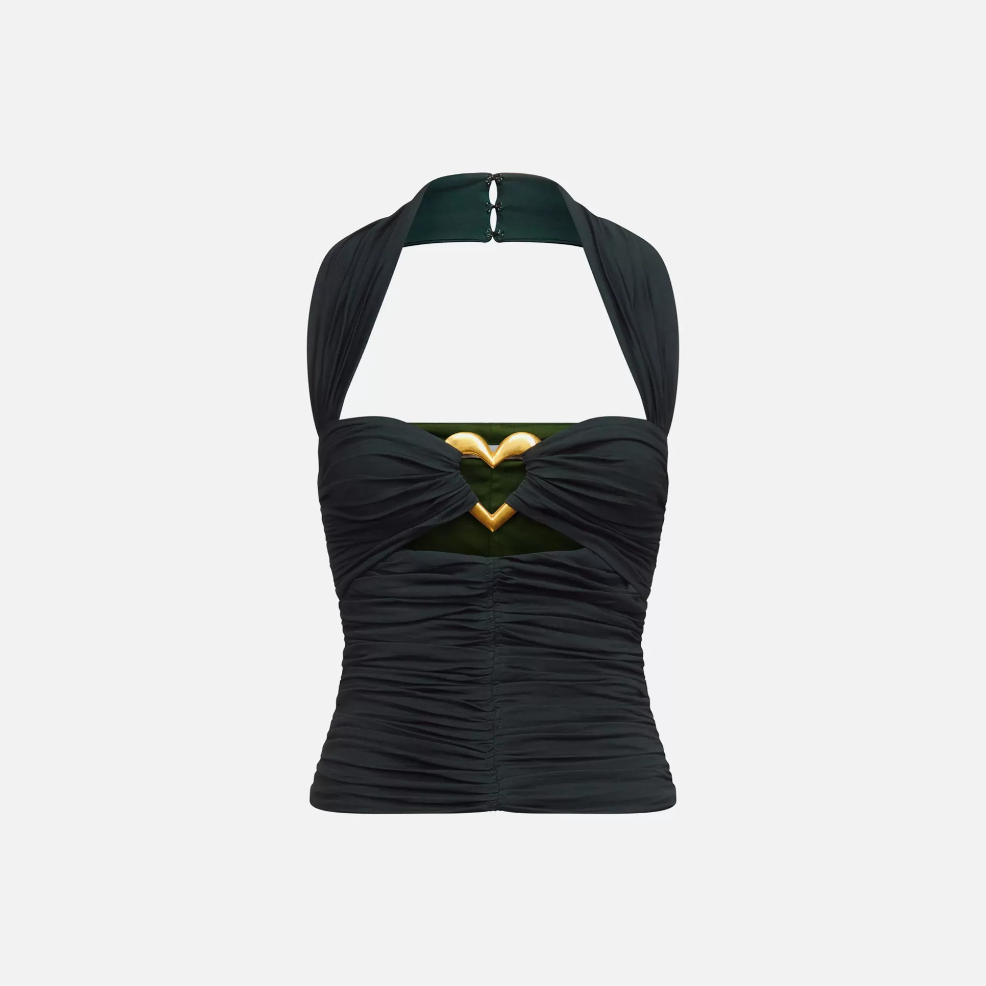 Store Area heart rouched halter top Green