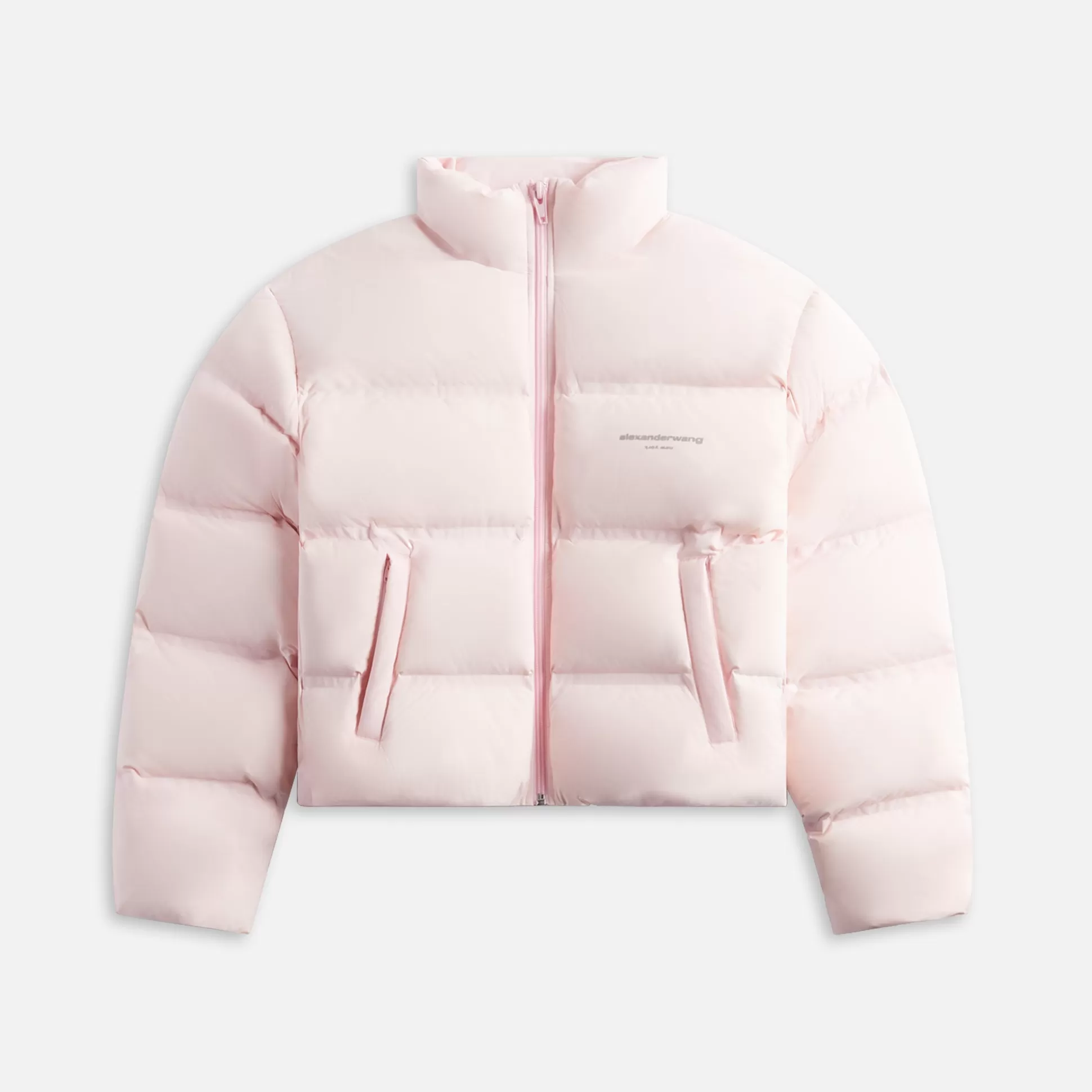 Hot Alexander Wang jacquard channel cropped puffer with reflective logo Light Pink