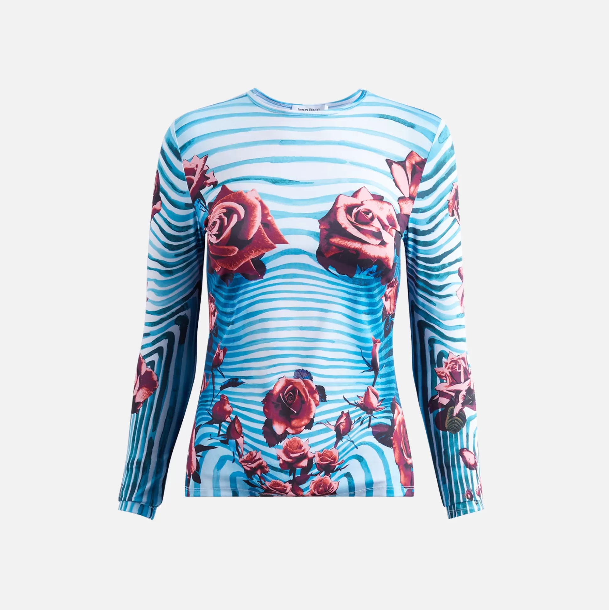 Sale Jean Paul Gaultier jersey long sleeve printed top Flower Body Morphing