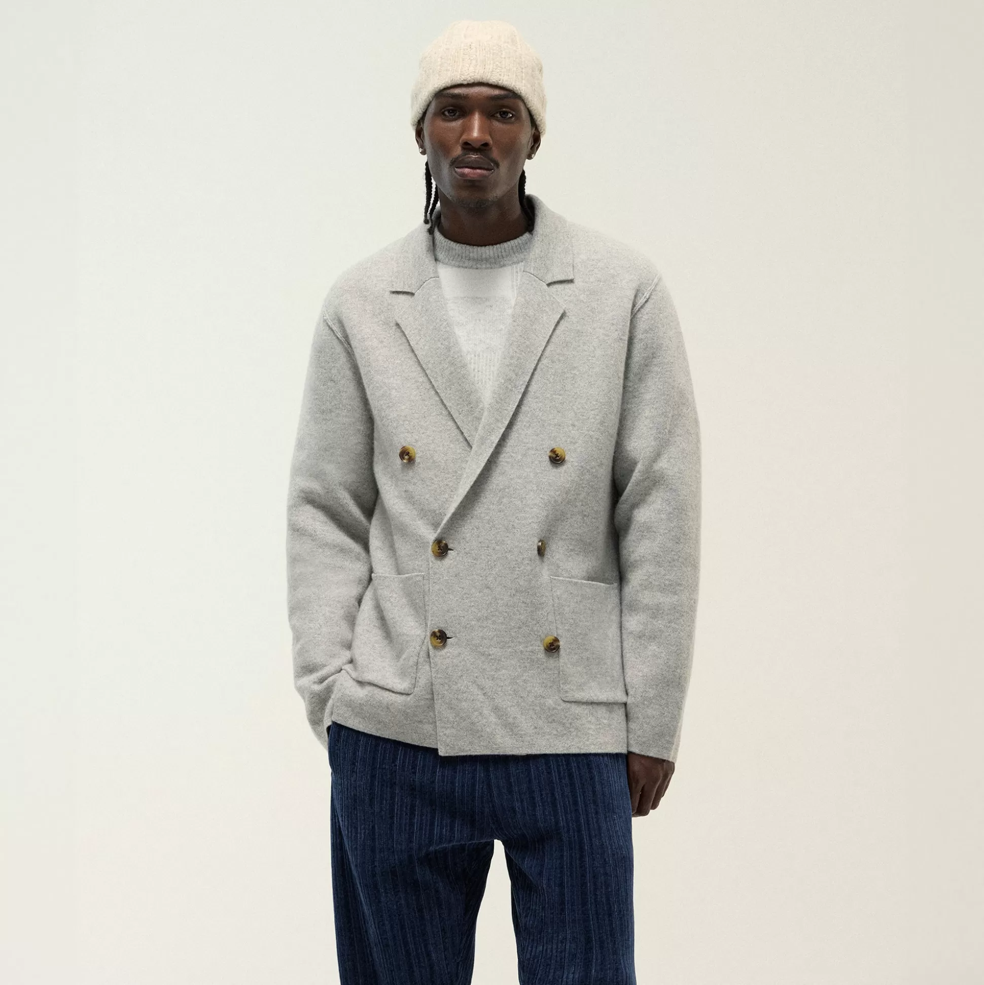 Online Kith &Kin Cashmere Raya Double Breasted Blazer Medium Heather Grey