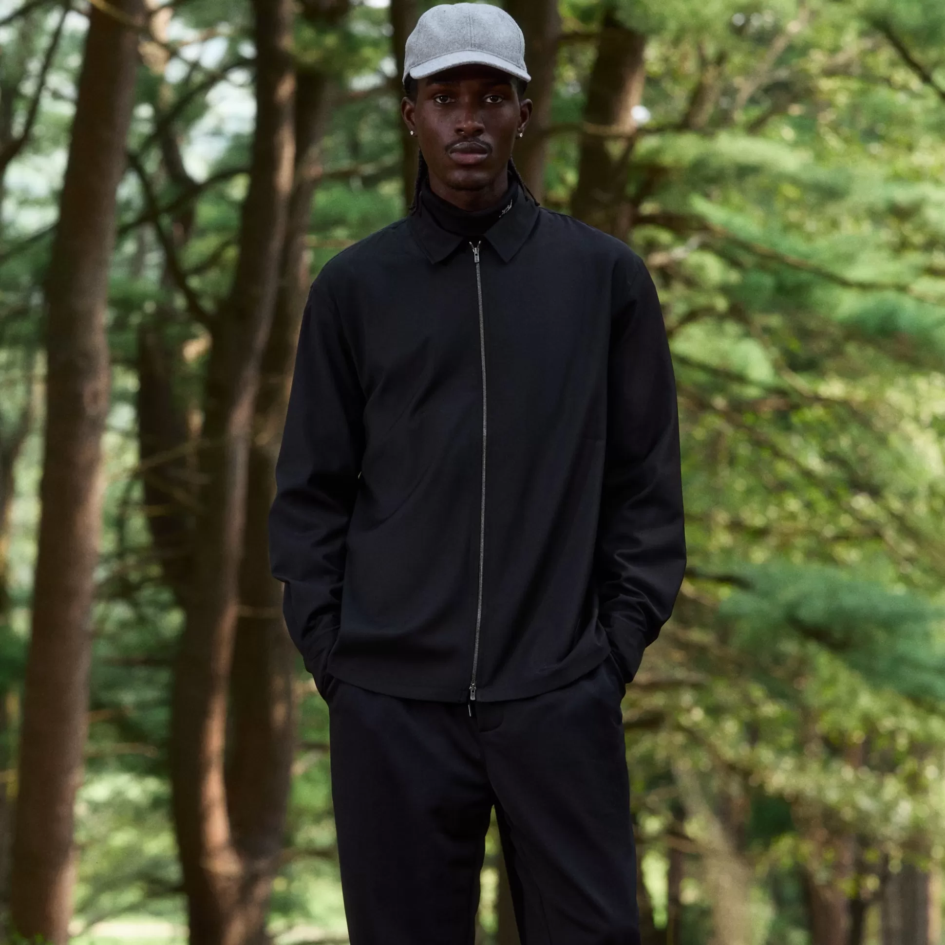 Clearance Kith &Kin Tropical Wool Marquis Zip Up Shirt Black