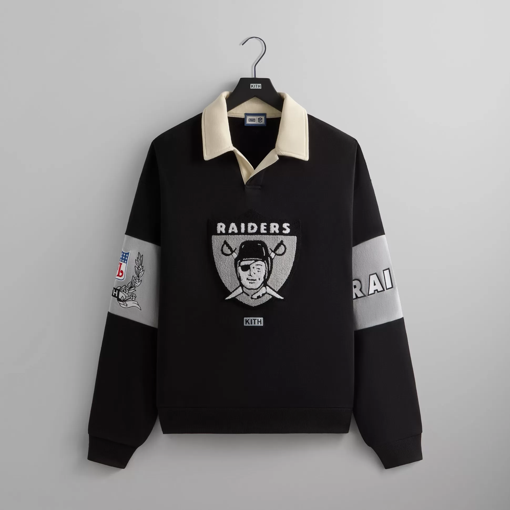 Best Sale Kith & '47 for the NFL: Raiders Nelson Collared Pullover Black