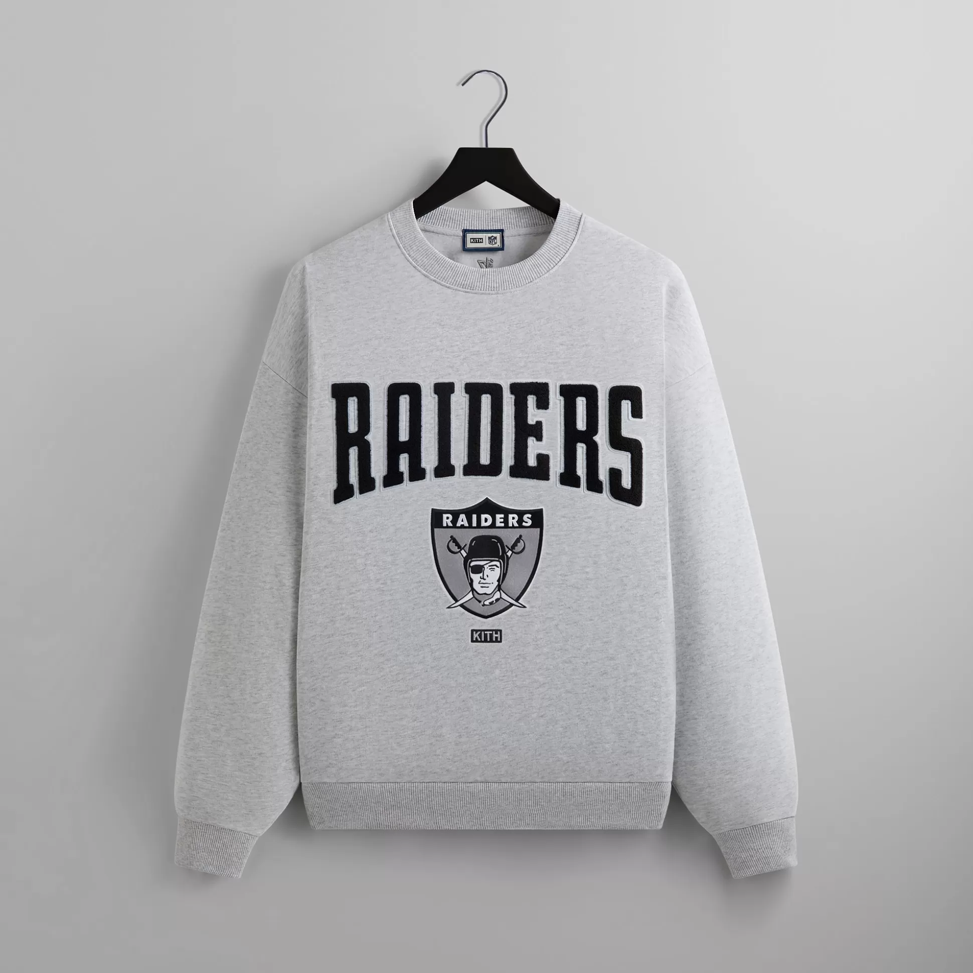 Best Sale Kith & '47 for the NFL: Raiders Nelson Crewneck Light Heather Grey