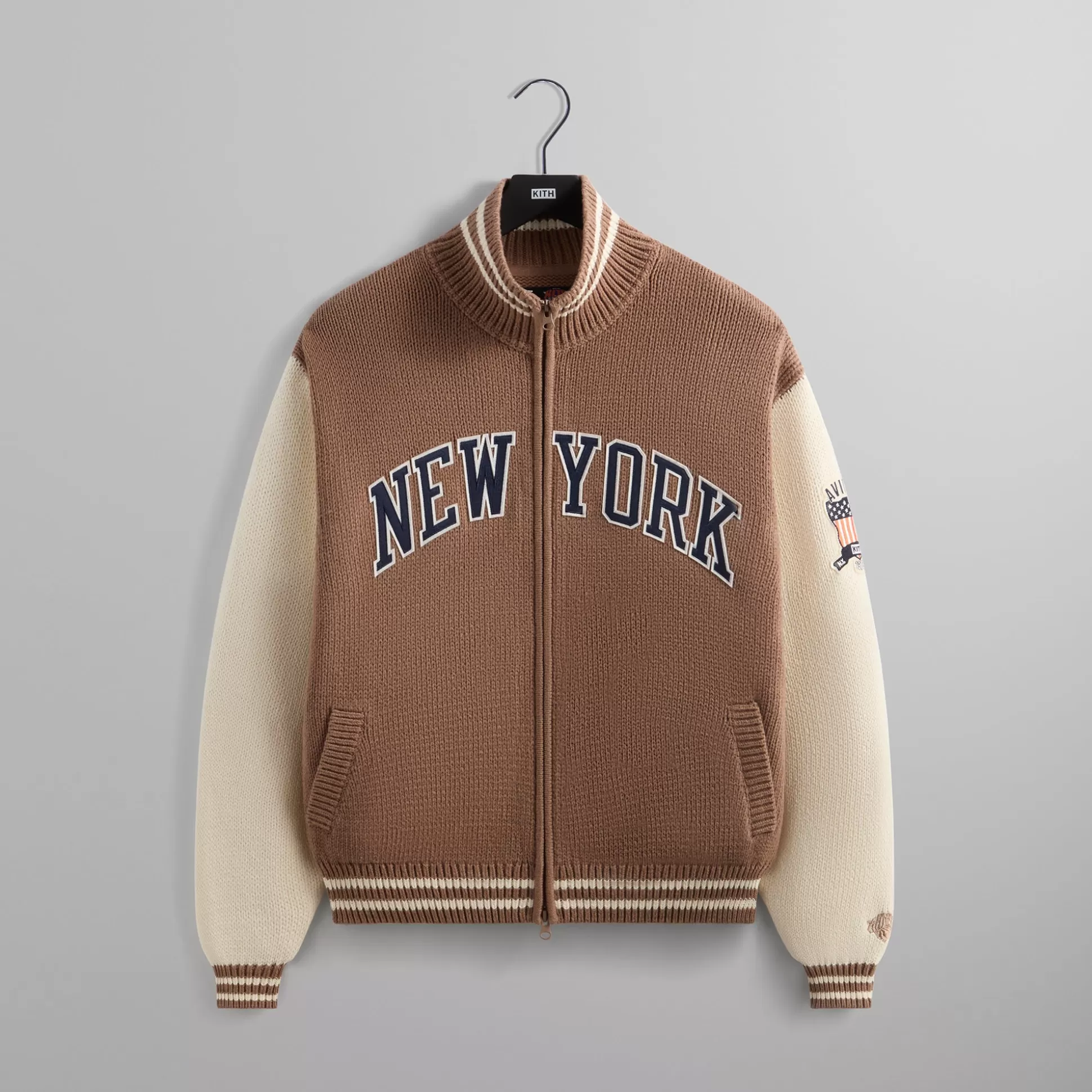 Fashion Kith & AVIREX for the New York Knicks Wings Wyona Full Zip Sweater Stock