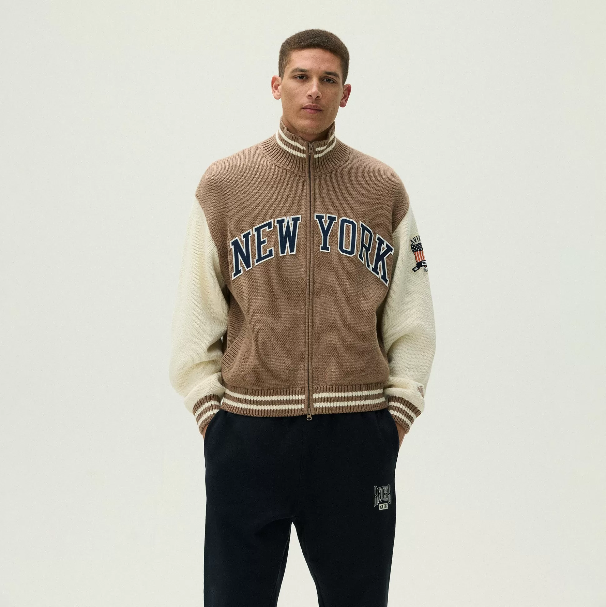 Fashion Kith & AVIREX for the New York Knicks Wings Wyona Full Zip Sweater Stock