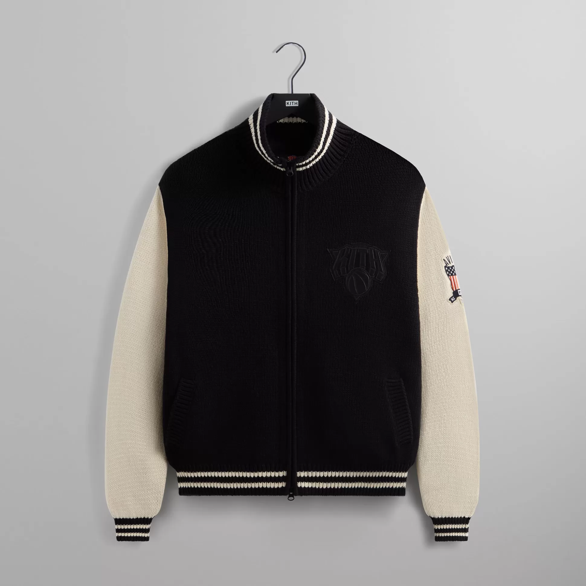 Cheap Kith & AVIREX for the New York Knicks Wyona Full Zip Sweater Black
