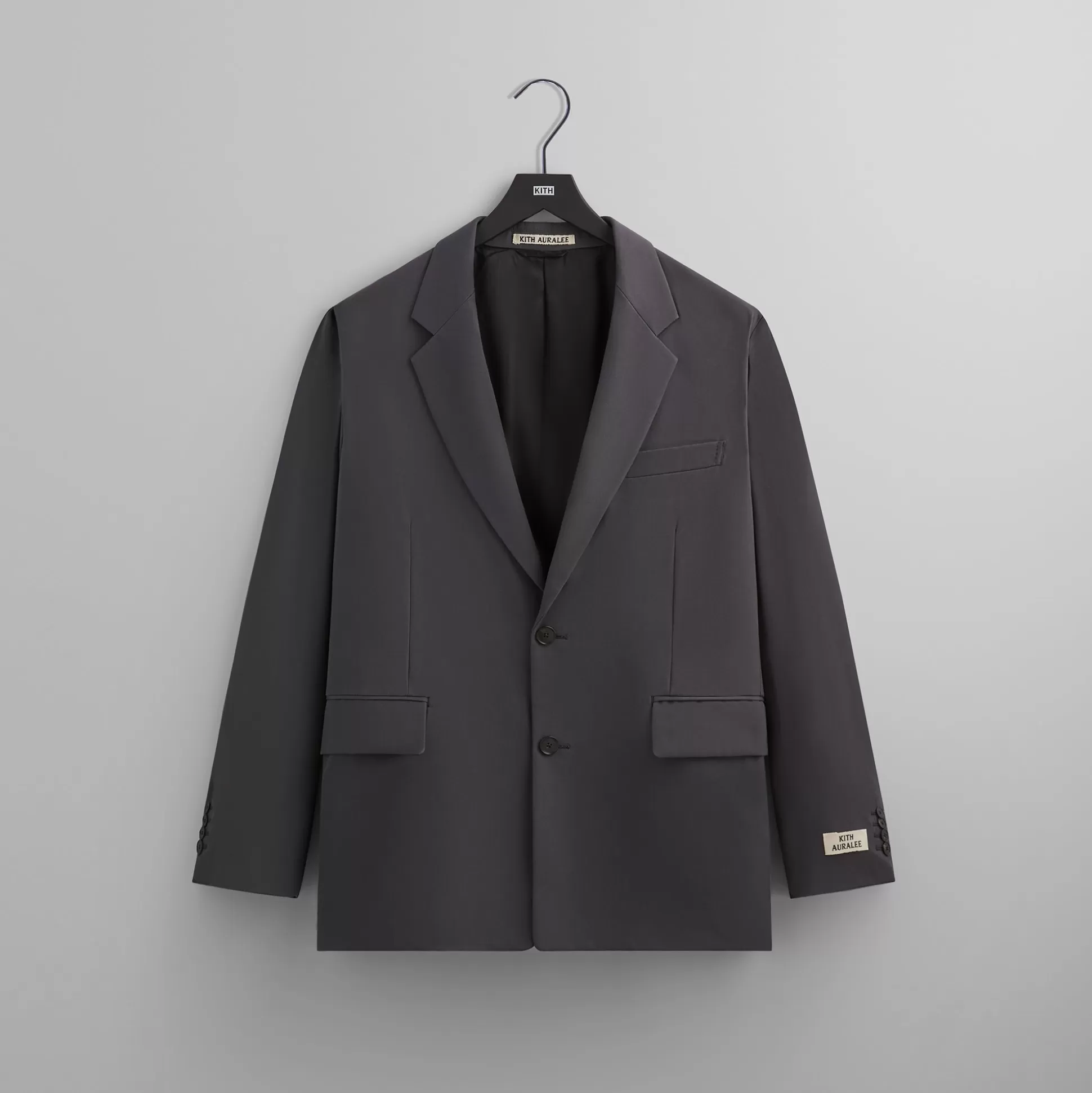 Online Kith 101 for Auralee Light Wool Max Gabardine Jacket Gray Pinstripe