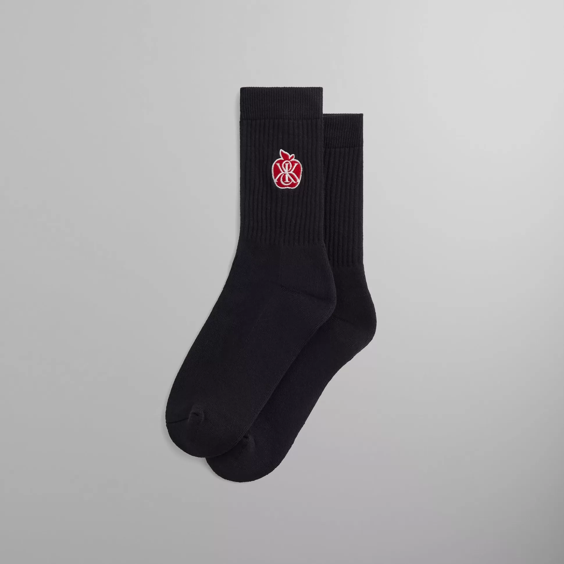 Cheap Kith Apple Crest Embroidered Socks Black