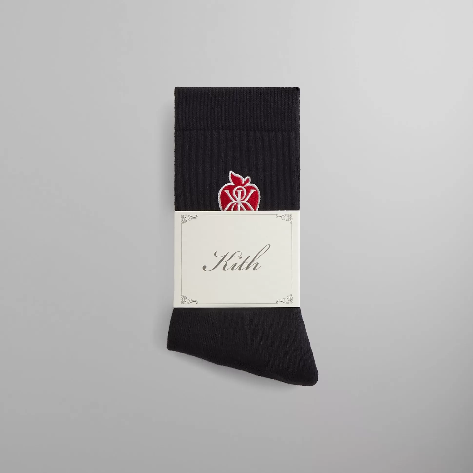 Cheap Kith Apple Crest Embroidered Socks Black