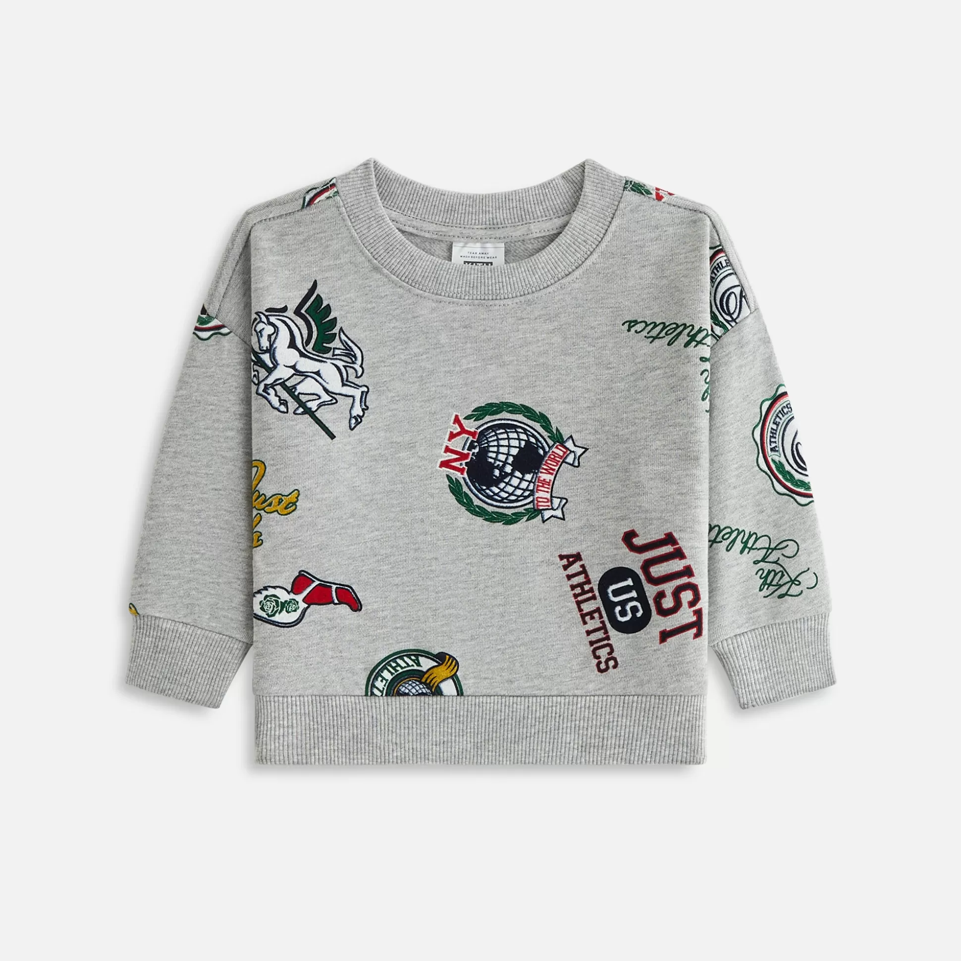 Discount Kith Baby Printed Nelson Crewneck Light Heather Grey