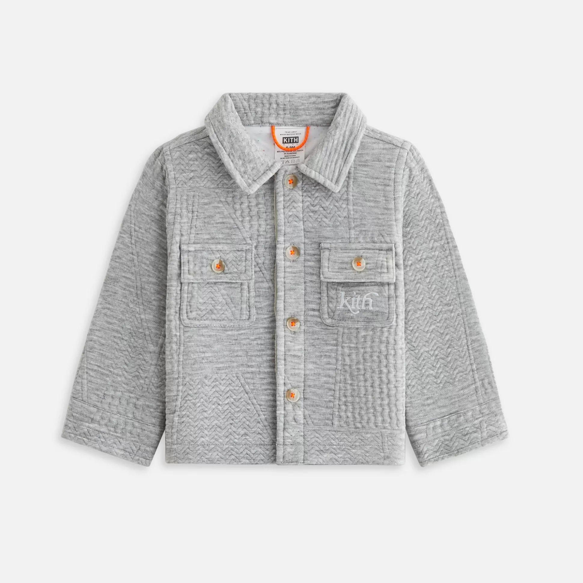 New Kith Baby Quilted Knit Apollo Shirt Heather Grey