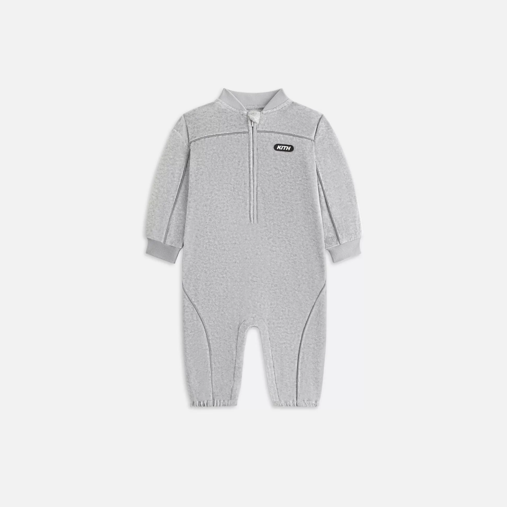 Cheap Kith Baby Velour Track Coverall Heather Grey