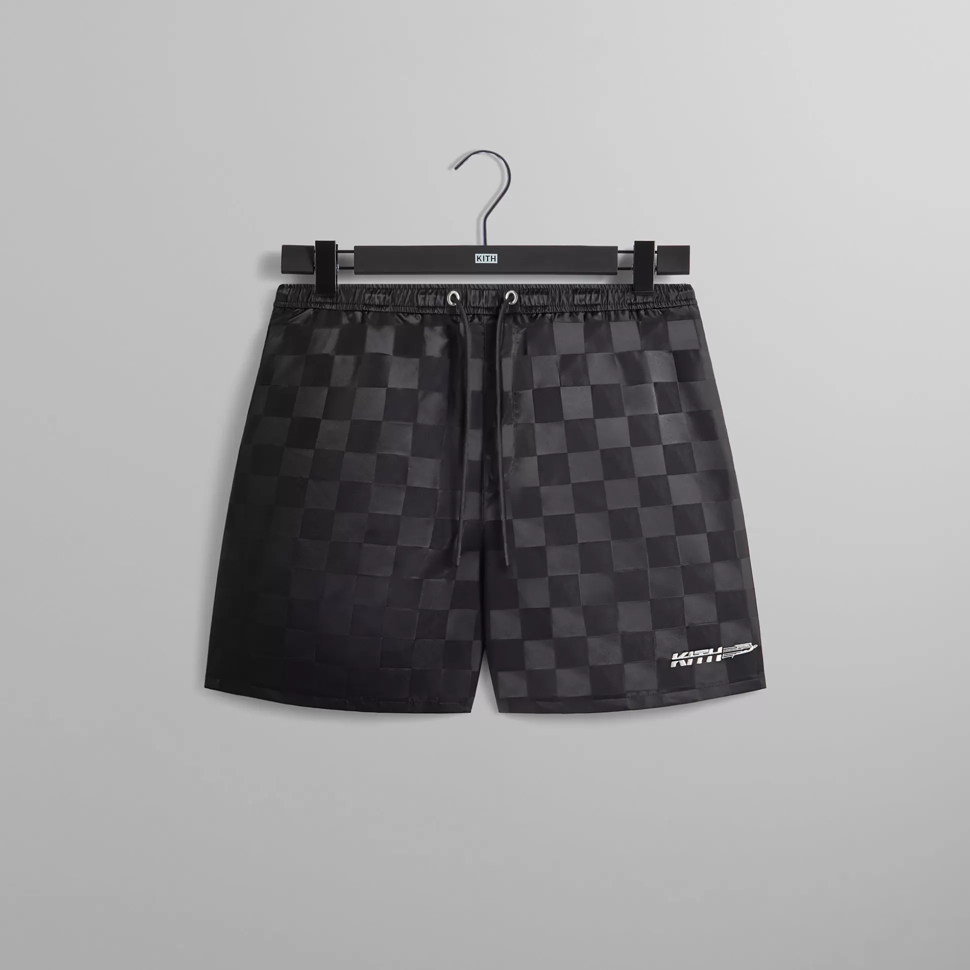 Outlet Kith Checkered Satin Collins Short Black