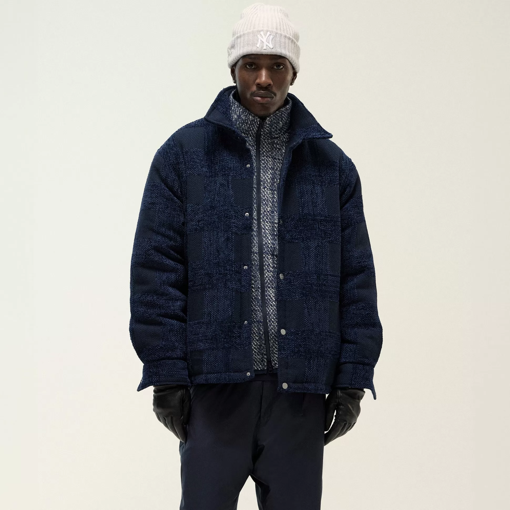 Hot Kith Chenille Plaid Brixton Puffed Shirt Jacket Nocturnal