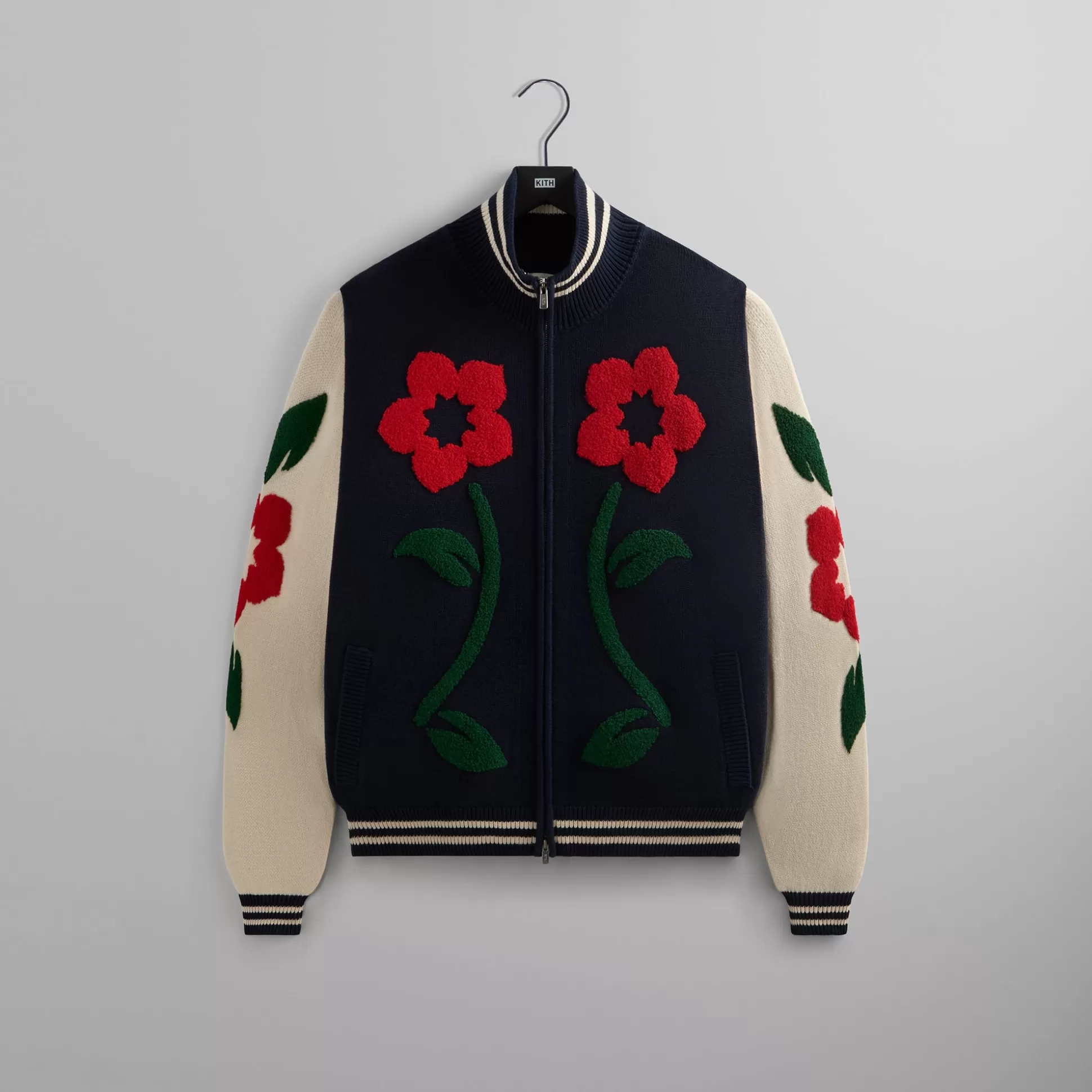 Online Kith Floral Crest Wyona Full Zip Sweater Nocturnal