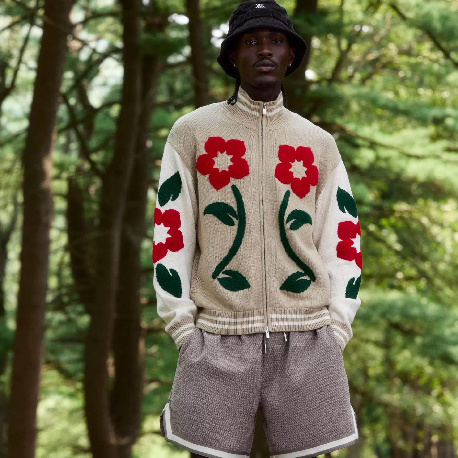 Hot Kith Floral Crest Wyona Full Zip Sweater Canvas