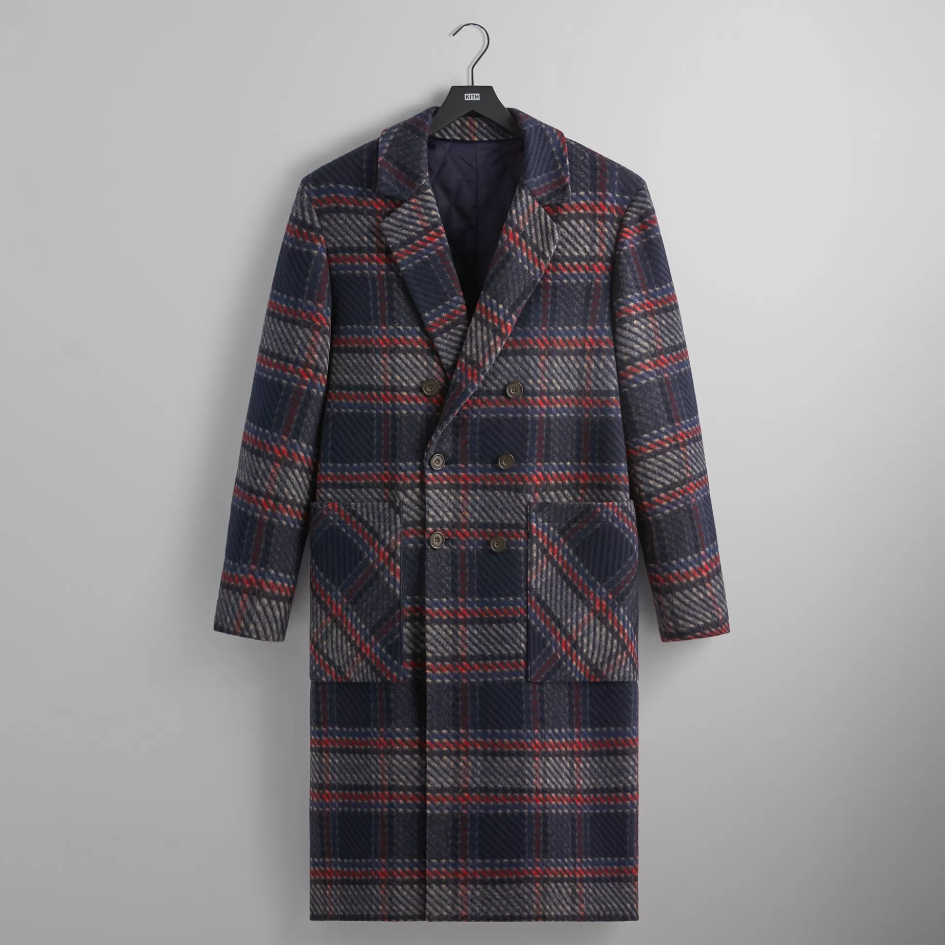 Outlet Kith for Bergdorf Goodman Plaid Double Breasted Royce Coat Nocturnal