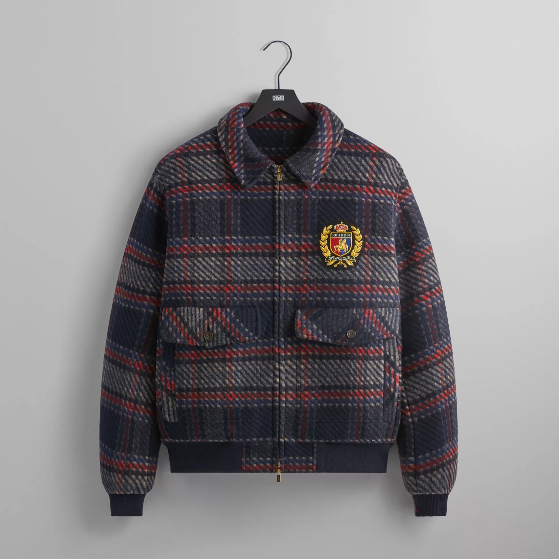 Discount Kith for Bergdorf Goodman Plaid Hawthorne Flight Jacket Nocturnal